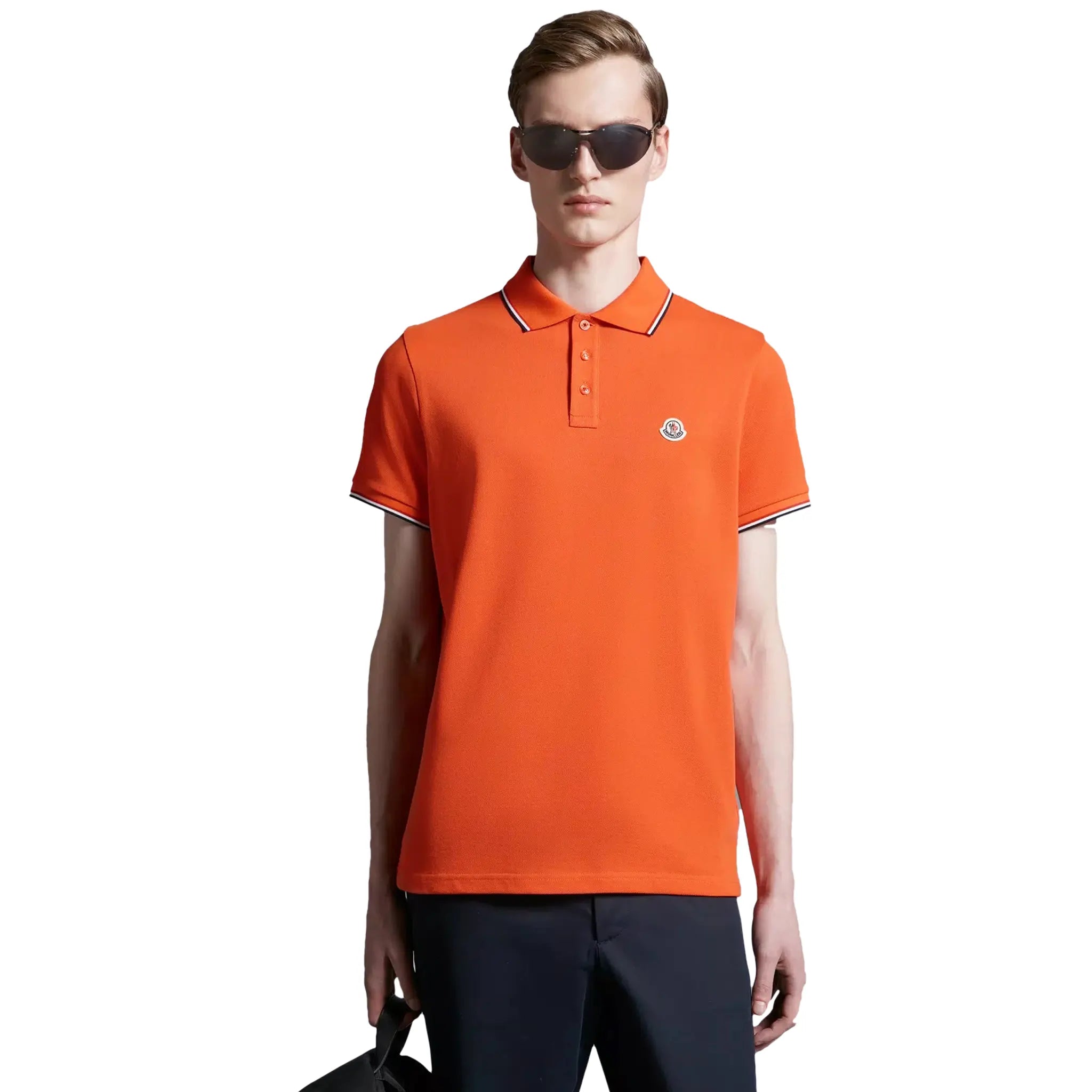 Moncler Orange Polo Shirt for Men - Premium Cotton Short Sleeve Casual Shirt - Perfect for Golf, Summer Outfits & Business Casual Wear