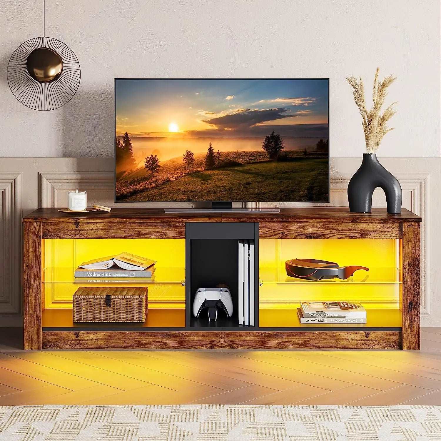 Bestier 65/70 Inch LED Gaming TV Stand - Modern Entertainment Center with Storage & RGB Lights for Living Room, Bedroom & Game Room