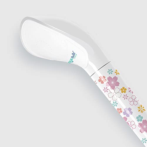 Premium Japan-Made High-Density Nano Bubble Shower Head by AQUA BULLE - White with Sakura Print - Deep Cleansing & Skin Moisturizing - Ideal for Dry Skin Care & Spa-Like Bath Experience