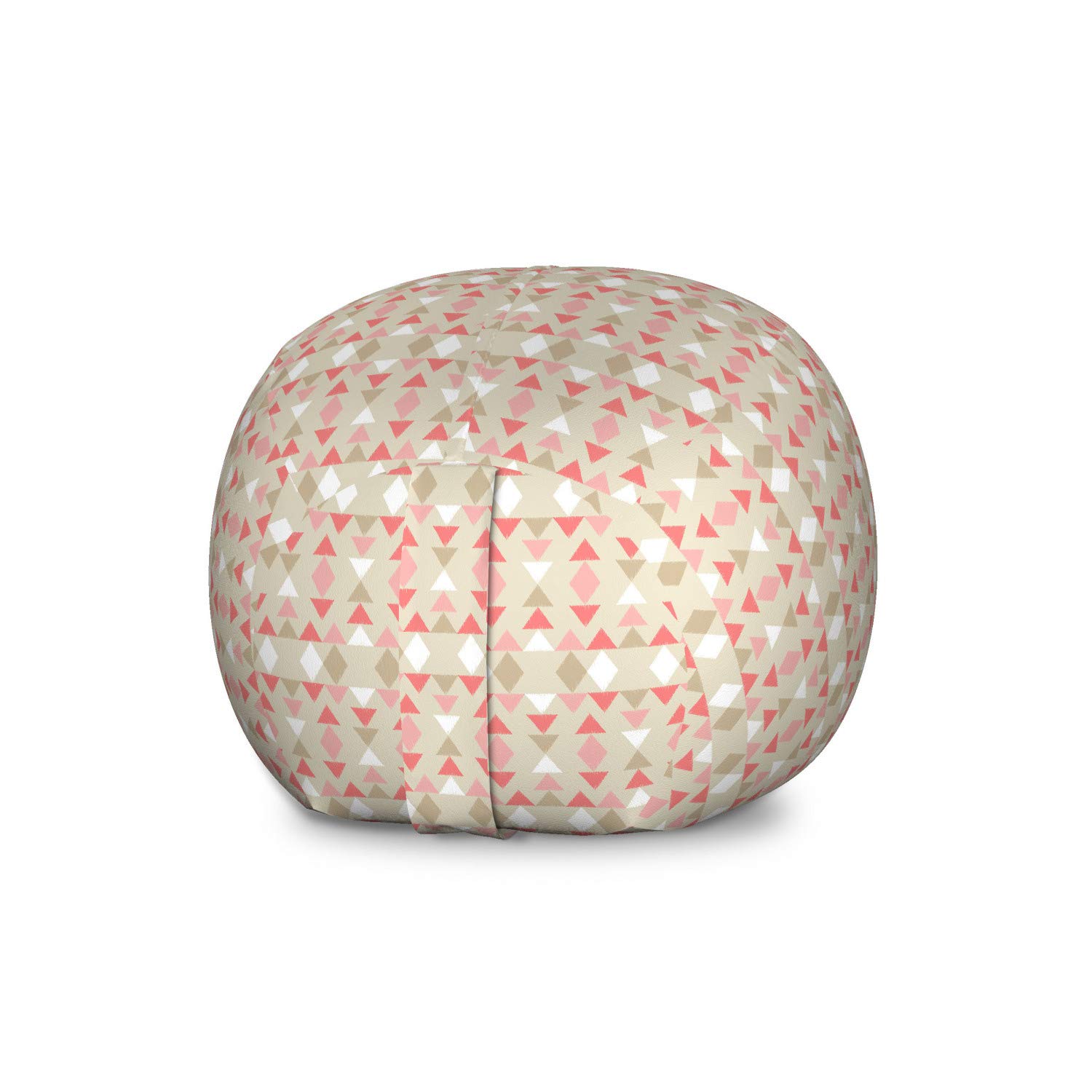 Ambesonne Bohemian Style Ethnic Storage Toy Bag Chair - Large Washable Stuffed Animal Organizer with Triangle & Rhombus Pattern in Grey Yellow Blush - Perfect for Kids' Room, Nursery & Playroom Organization