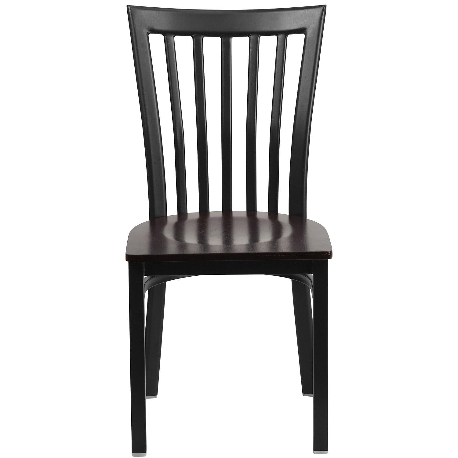 Flash Furniture 2 Pack HERCULES Series Black Metal Restaurant Chairs with Walnut Wood Seat - Heavy Duty School & Dining Chairs for Restaurant, Cafe, Kitchen, and Home Use