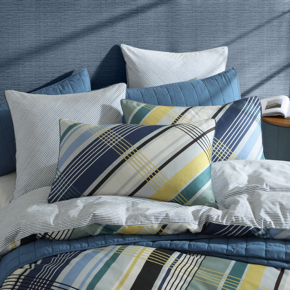 Beach House Blue Quilt Cover Set - Super King Size Bedding | Coastal Decor for Master Bedroom & Guest Room