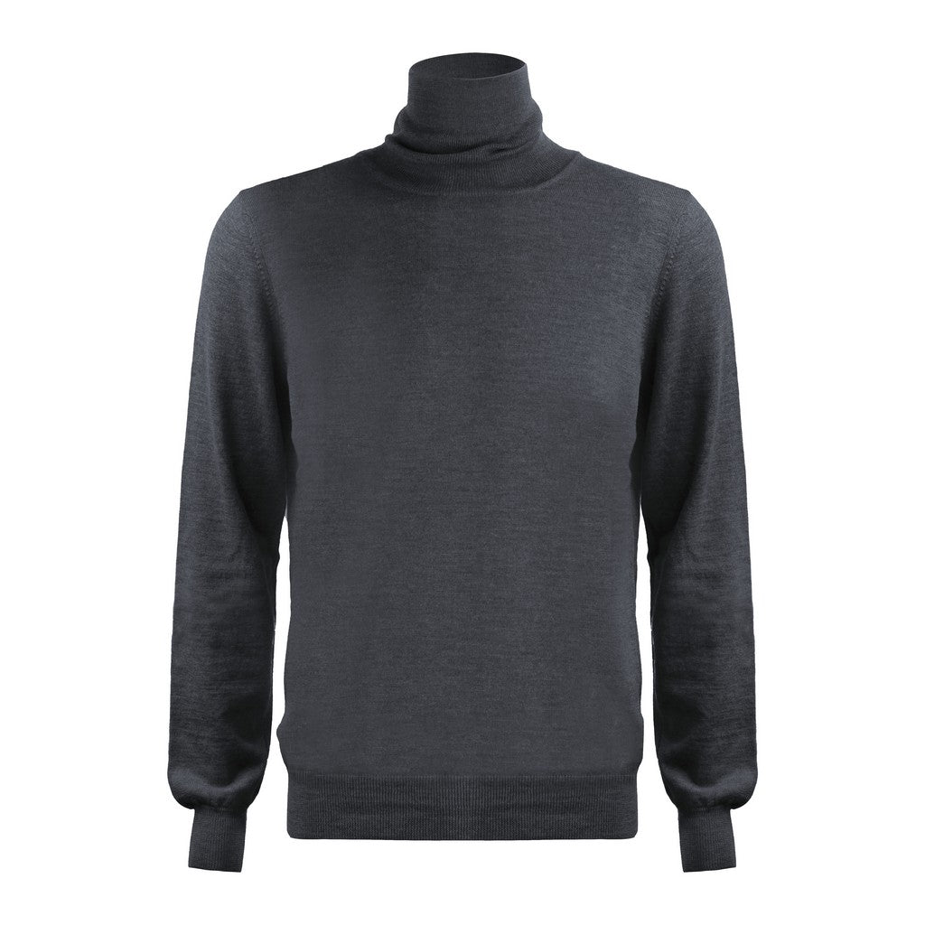 GRAN SASSO Merino Wool Turtleneck Sweater for Women & Men - Soft & Warm Winter Knitwear in Charcoal - Perfect for Cold Weather, Outdoor Activities & Layering