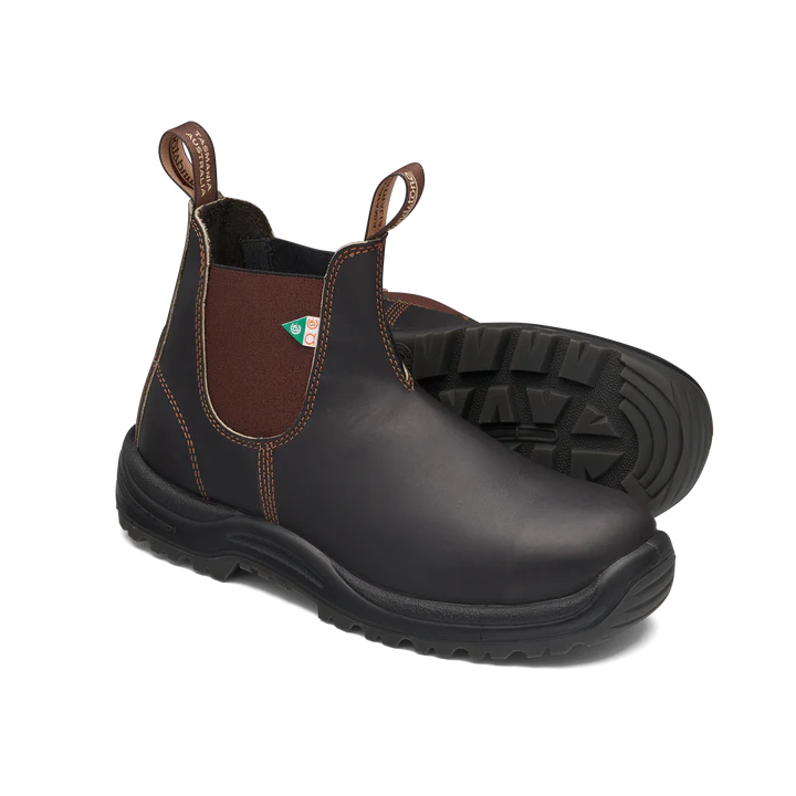 Blundstone 162 Work & Safety Boots - Stout Brown Leather Steel Toe Work Boots for Men & Women | Durable & Comfortable for Construction, Warehouse & Outdoor Jobs