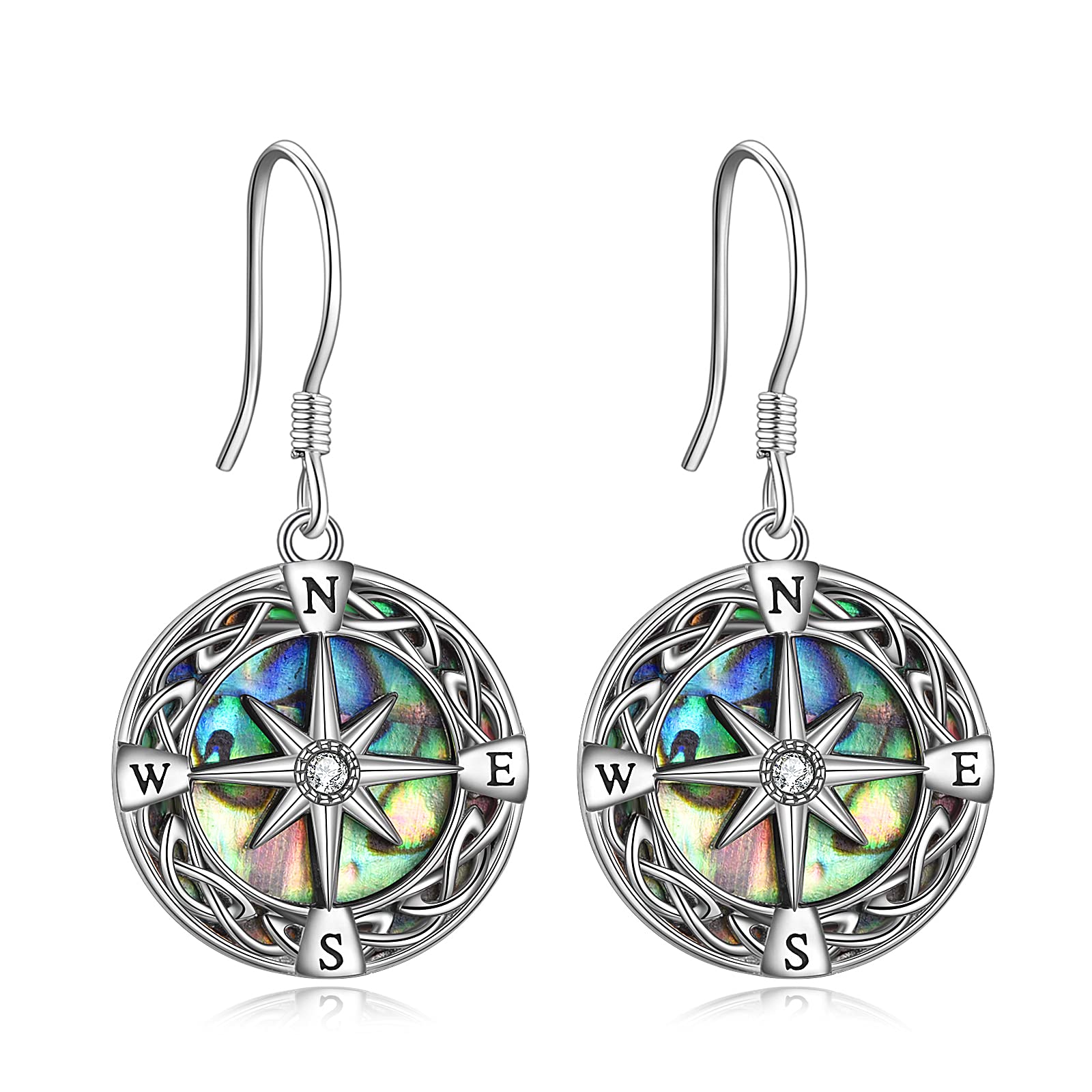 Sterling Silver Compass Earrings with Celtic Knot Design - Elegant Drop Dangle Jewelry for Women | Perfect for Travel, Adventure & Everyday Wear