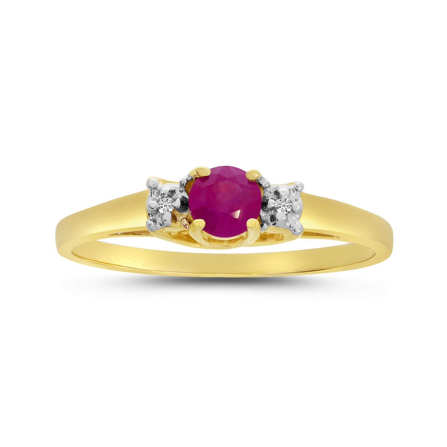 10K Yellow Gold Round Ruby and Diamond Ring for Women - Elegant Bridal, Engagement, Anniversary Gift - Perfect for Weddings, Parties, and Special Occasions