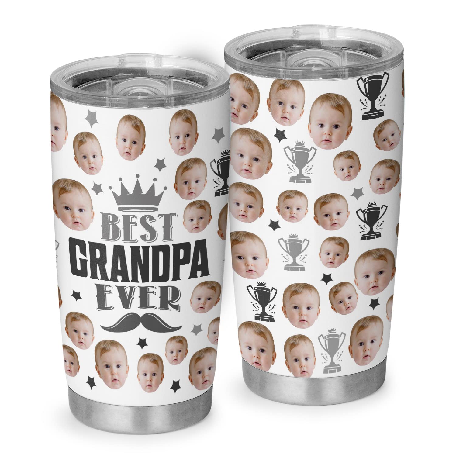 Best Grandpa Ever Mug - Personalized Stainless Steel Tumbler 20oz | Custom Engraved First Time Grandpa Gift for Christmas, Birthday & Father's Day | Insulated Cup for Hot/Cold Drinks - Perfect Gift from Grandkids