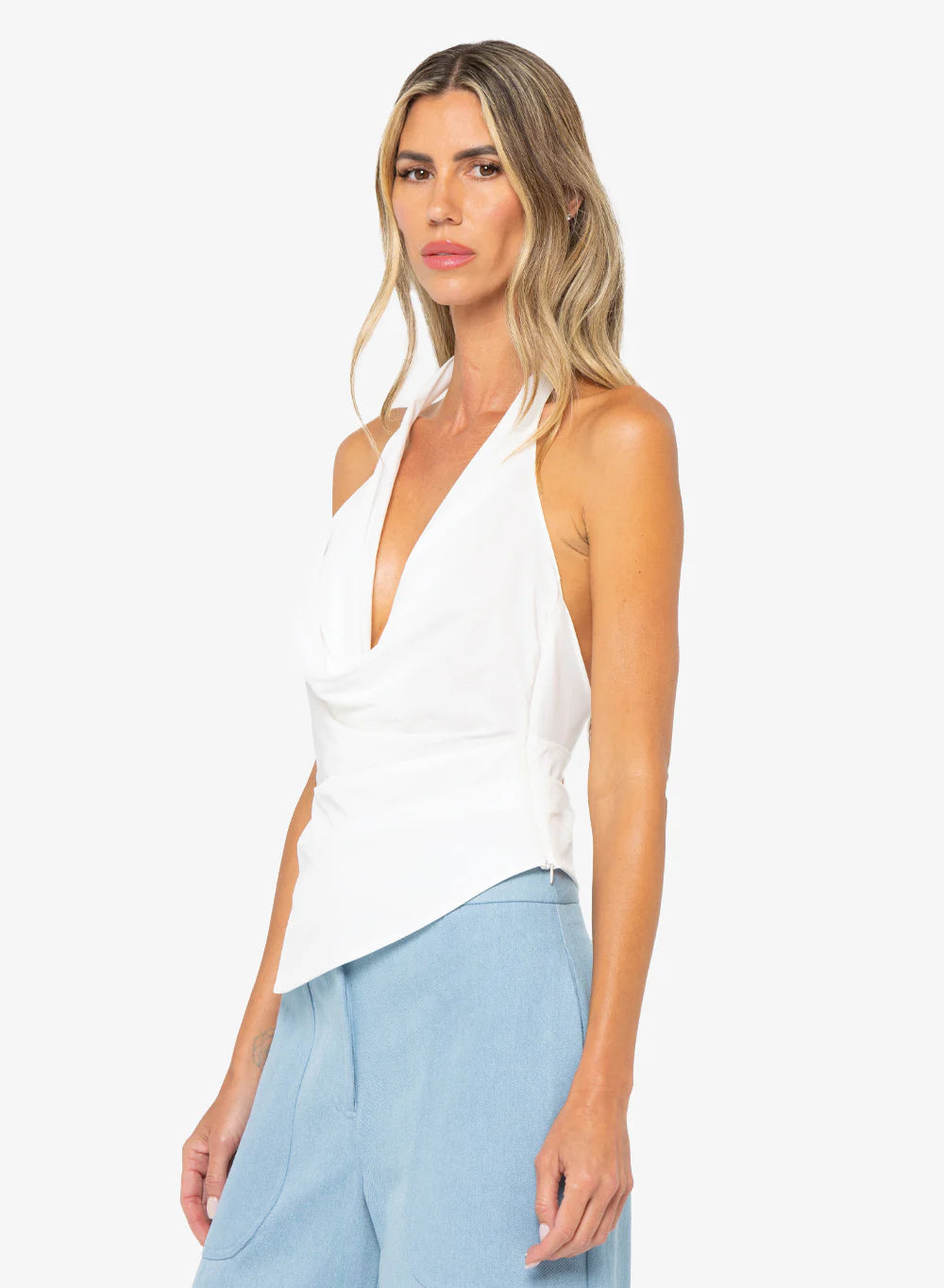 Adele Women's White Blouse - Elegant Casual Tops for Work, Office & Everyday Wear
