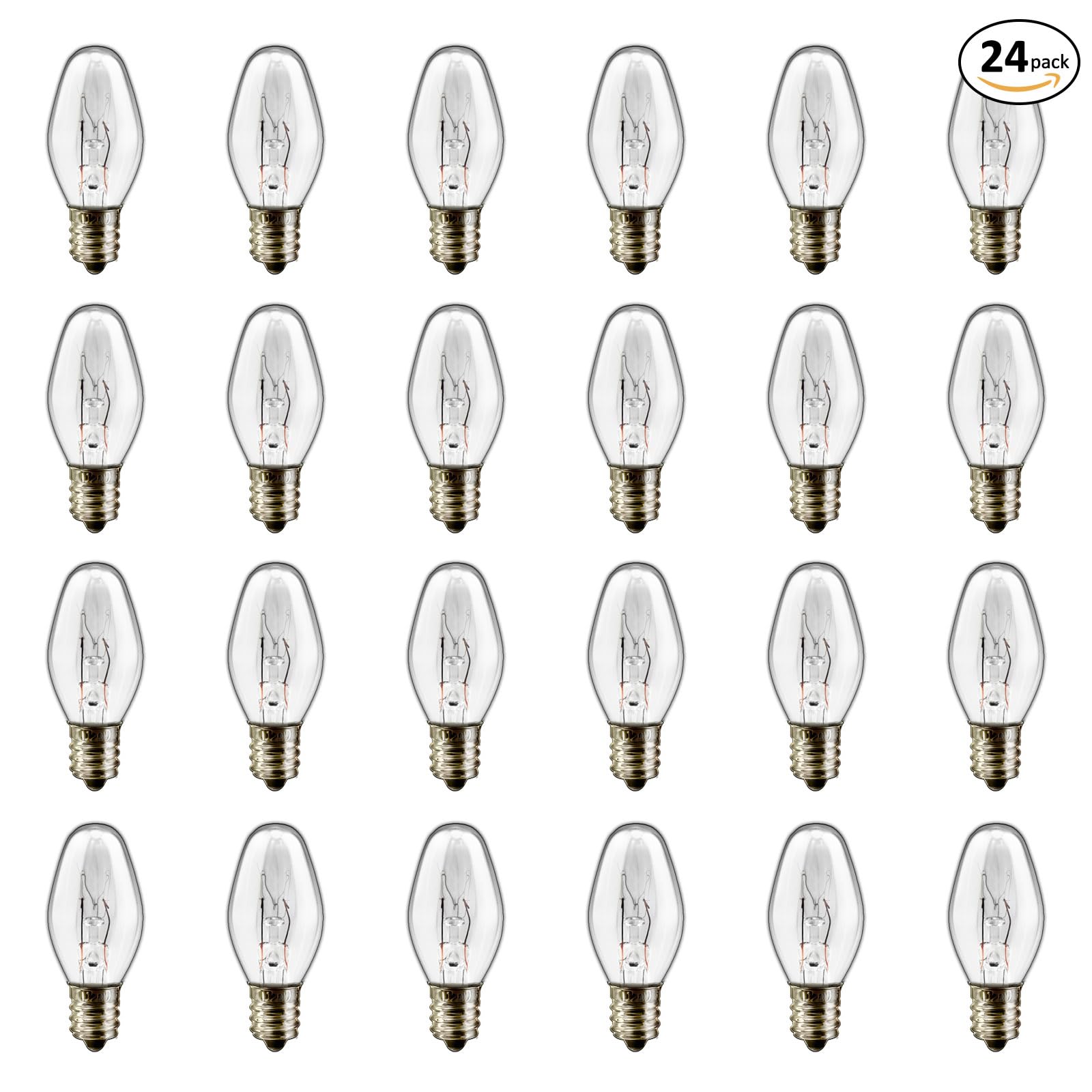 15W Salt Lamp Bulbs - Dimmable C7 Replacement Bulbs for Scentsy Wax Warmers & Himalayan Salt Lamps (24 Pack) - Perfect for Aromatherapy, Bedroom Night Light & Home Decor