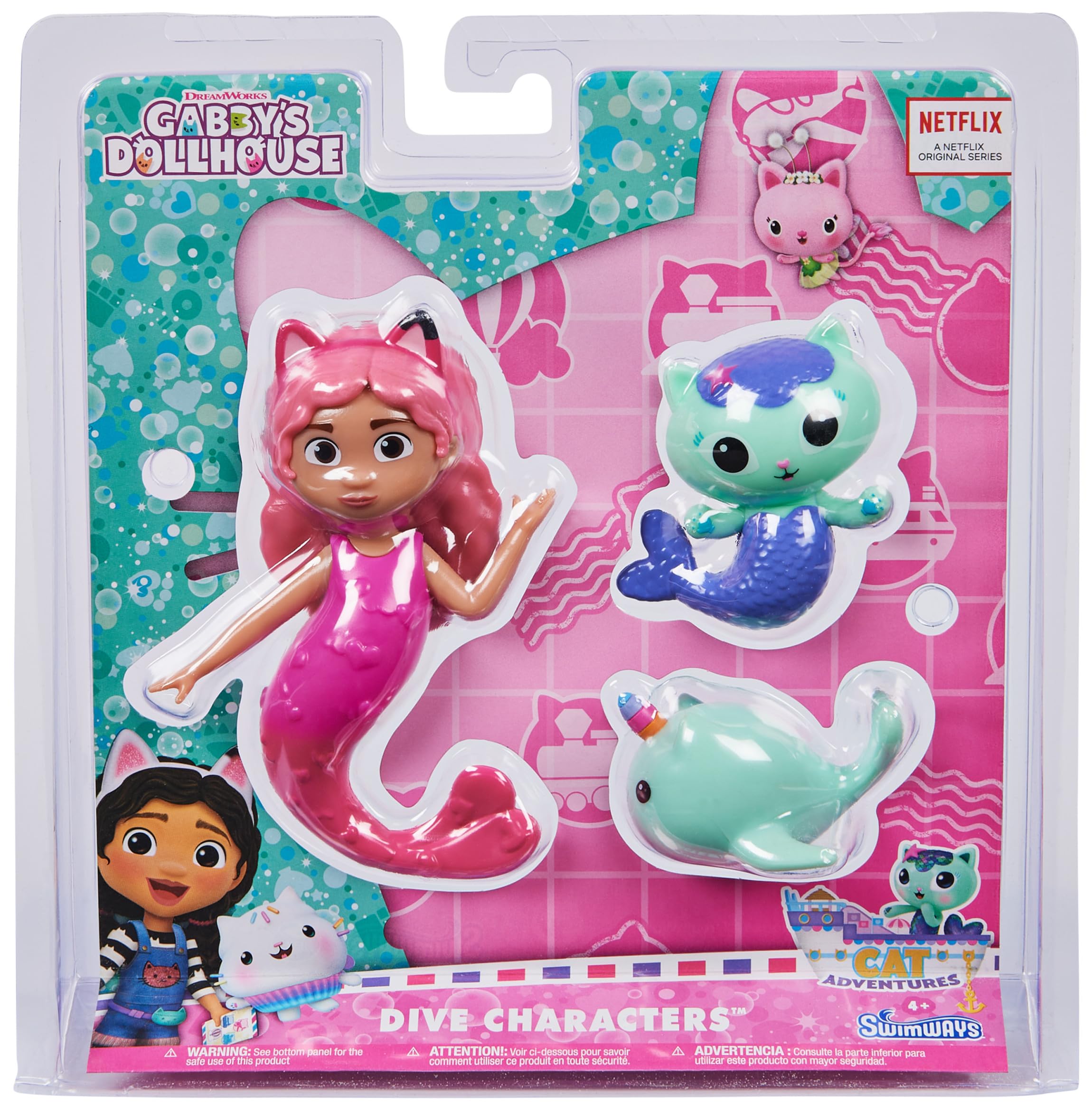 SwimWays Gabby's Dollhouse Dive Characters 3-Pack - Kids Pool Toys & Swimming Accessories for Ages 5+, Fun Water Toys for Pool Parties & Summer Playtime