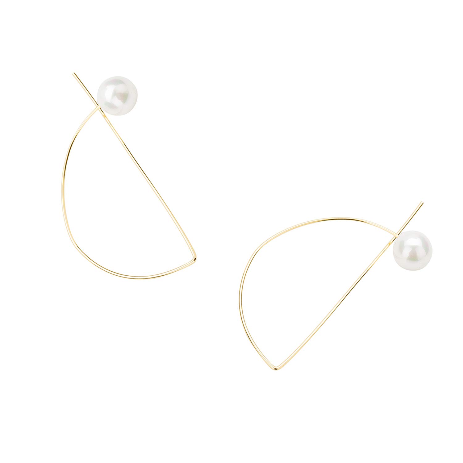 Elegant Semicircle Pearl Drop Earrings for Women - Gold & Silver Fashion Jewelry - Perfect for Weddings, Parties & Everyday Wear