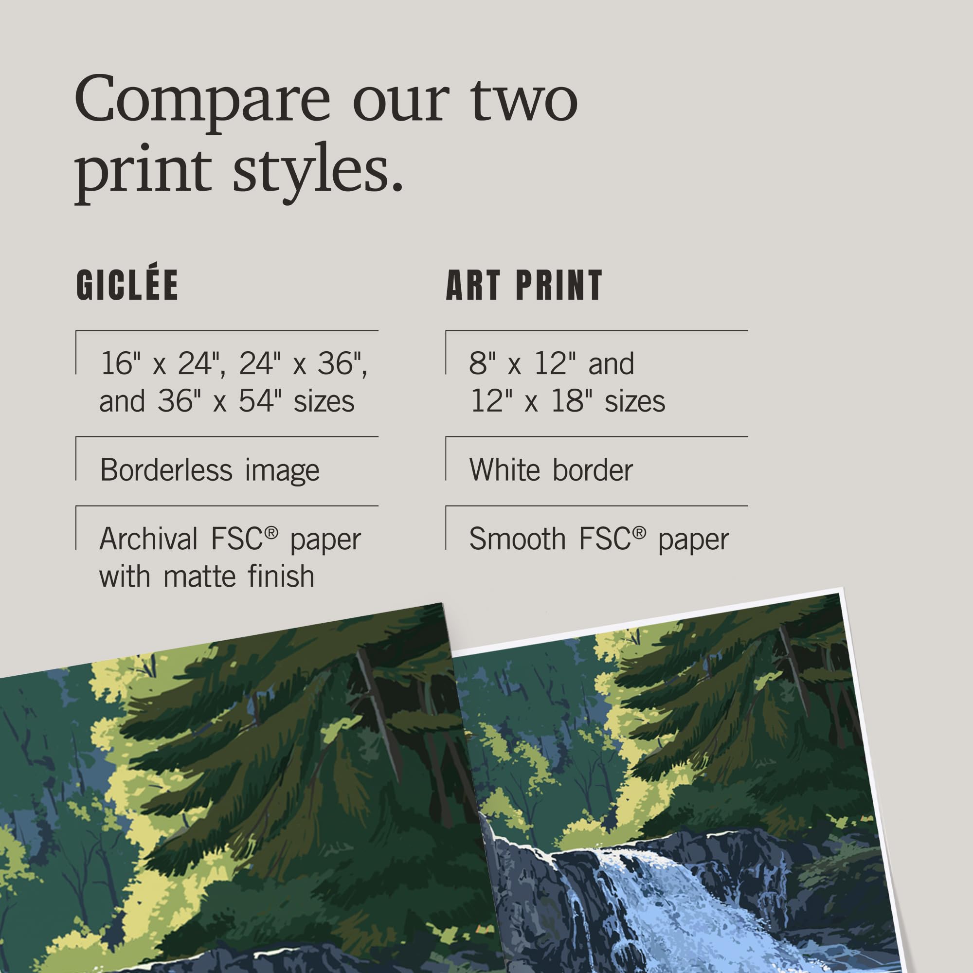 Lantern Press 16x24 Inch Giclee Art Print - Bear Family and Waterfall Wall Decor - Perfect for Living Room, Bedroom & Office Decorations