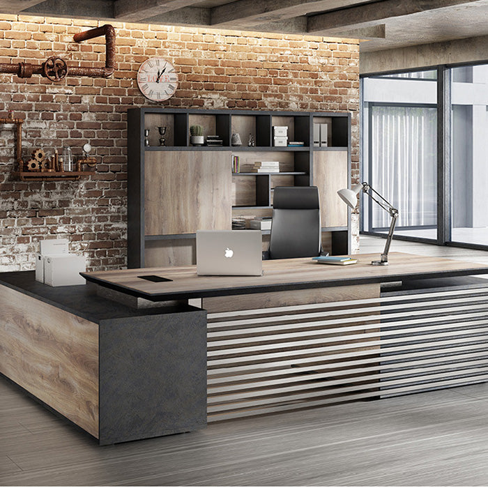 PHOENIX Display Wall Unit 3.0M - Warm Oak & Black Finish - Modern Retail Shelf for Stores & Boutiques - Perfect for Showcasing Products in Shops, Malls, and Trade Shows