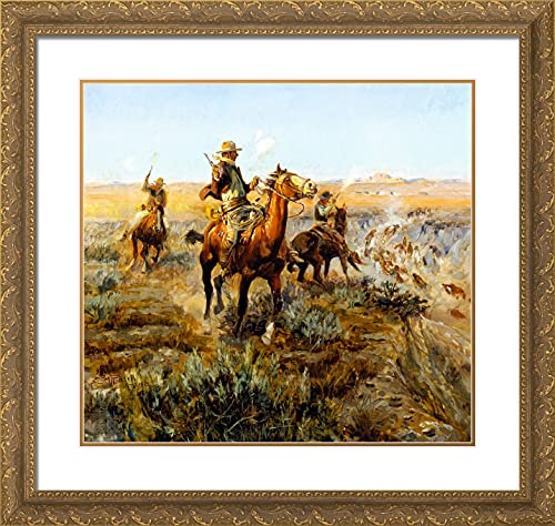 Gold Ornate Wood Frame with Double Matting