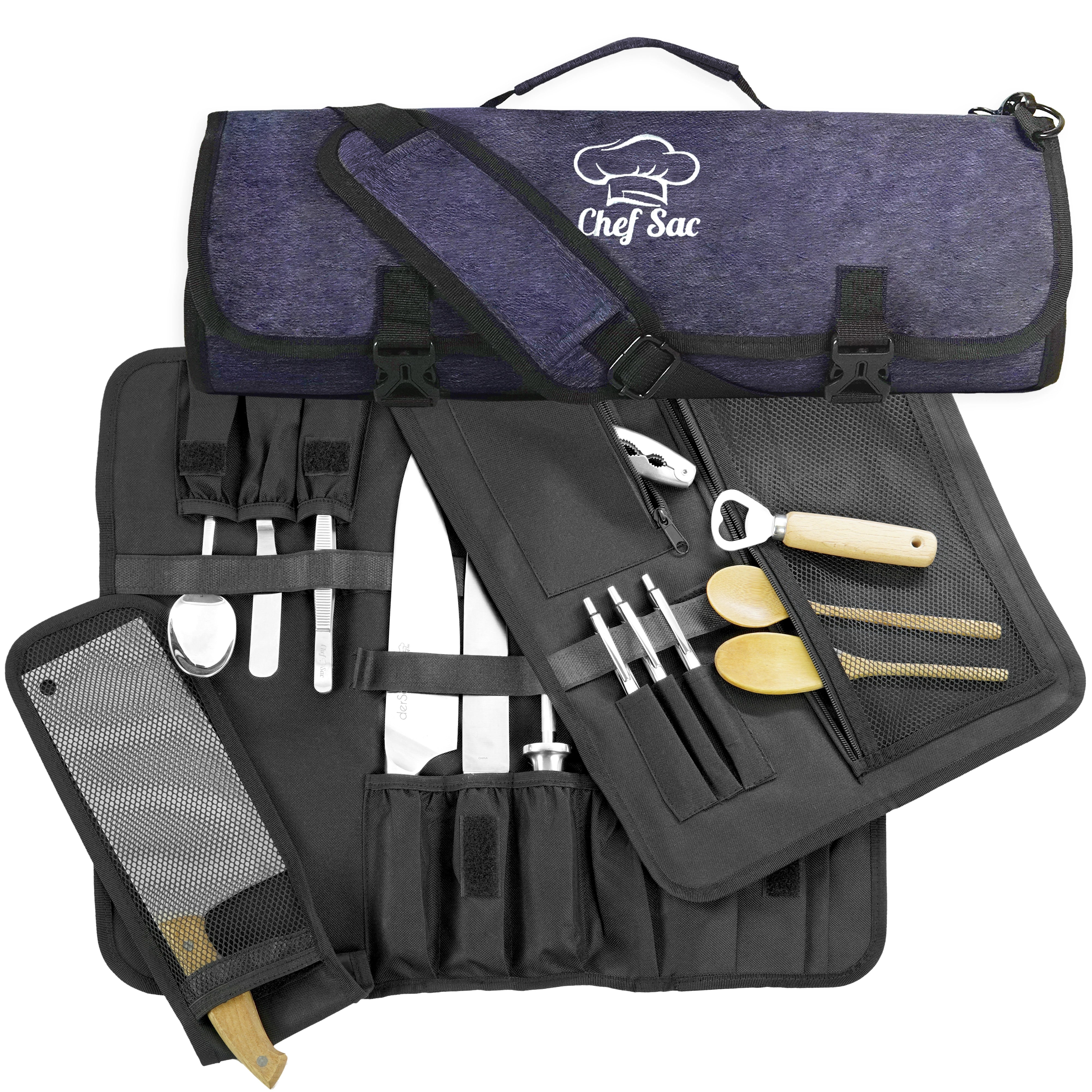 Professional Chef Knife Roll Bag with 8+ Slots - Perfect for Kitchen, Culinary School & Travel - Durable Knife Storage & Organizer for Chefs & Home Cooks