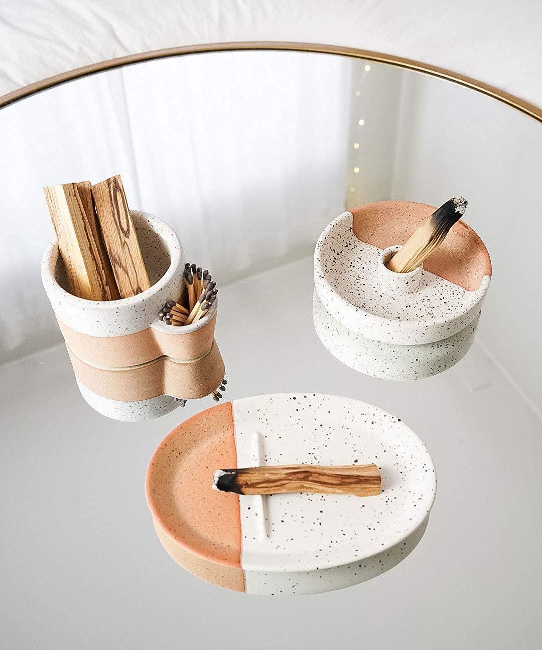 Bursera Terracotta Ceramic Bowl - Eco-Friendly Decorative Bowl with Side Slot for Matches | Smudging Burn Bowl for Sage & Palo Santo | Matchstick Holder & Candle Form | Handmade Pottery with Tree Planting Program | Perfect for Meditation, Home Decor & Spiritual Rituals