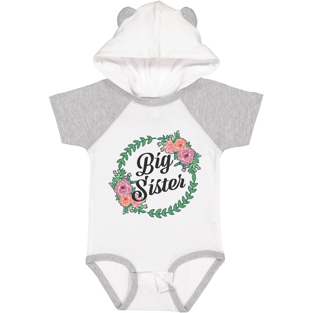 Inktastic Big Sister with Flower Circle Baby Bodysuit - Cute Floral Sibling Outfit for Newborns & Infants - Perfect for Family Photos, Baby Showers & Sibling Bonding Moments