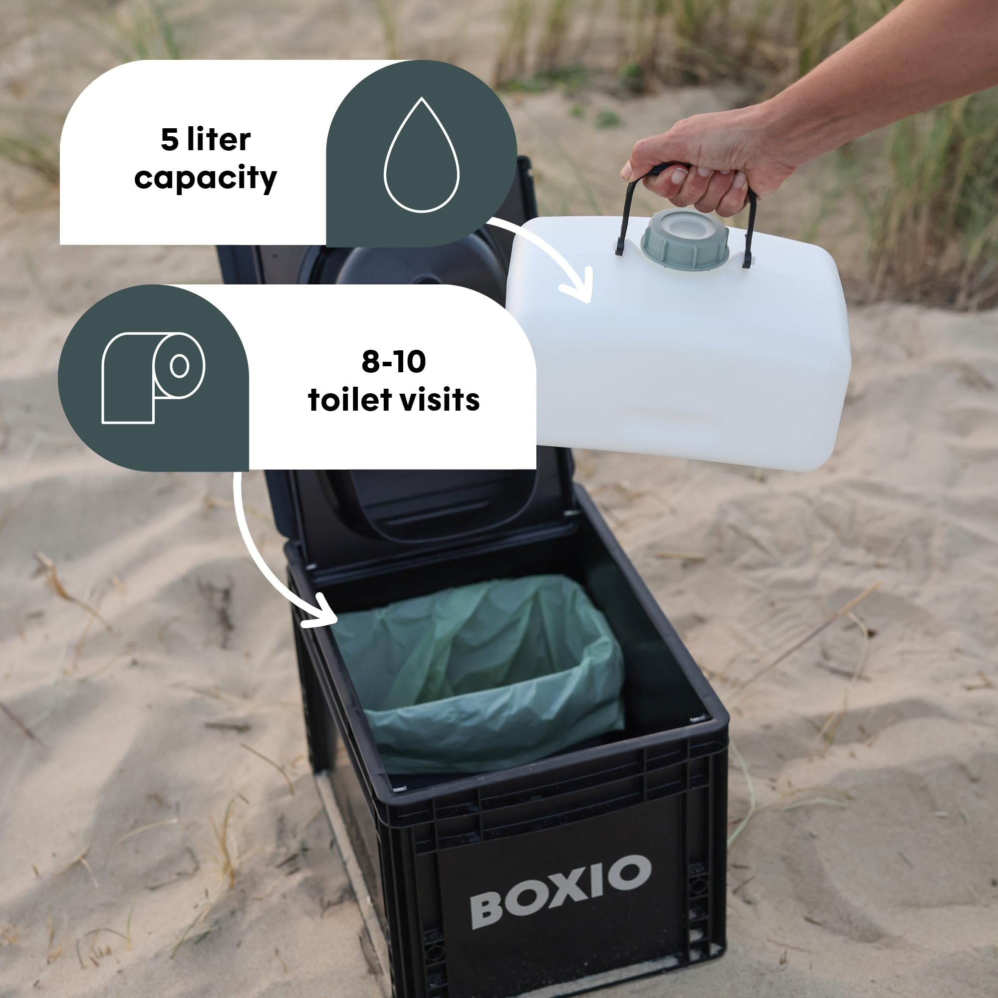 **BOXIO Portable Camping Toilet - Compact & Lightweight for Outdoor Adventures, Travel, RV, Boating | 14.7