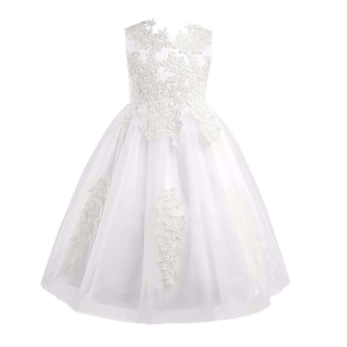FEESHOW Crochet Embroidered Flower Girl Dress - Princess Pageant Formal Gown for Wedding, Bridesmaid, Party & Prom | Perfect for Special Occasions, Photo Shoots & Formal Events