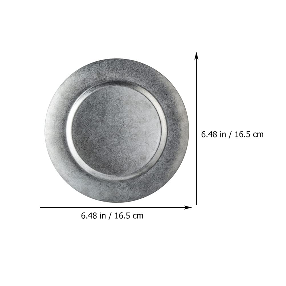 Vintage Frosted Silver Galvanized Round Tray - Rustic Deep Dish for Coffee, Jewelry, Sushi, Cereal, Salad & Dinner | Stainless Steel Food Serving Platter for Home, Kitchen, Party & Restaurant Use