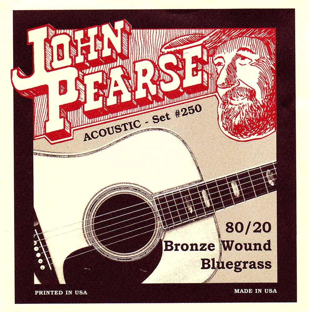 John Pearse P250 Bronze Acoustic Guitar Strings - Medium Gauge for Warm Tone & Longevity | Perfect for Folk, Blues & Fingerstyle Playing