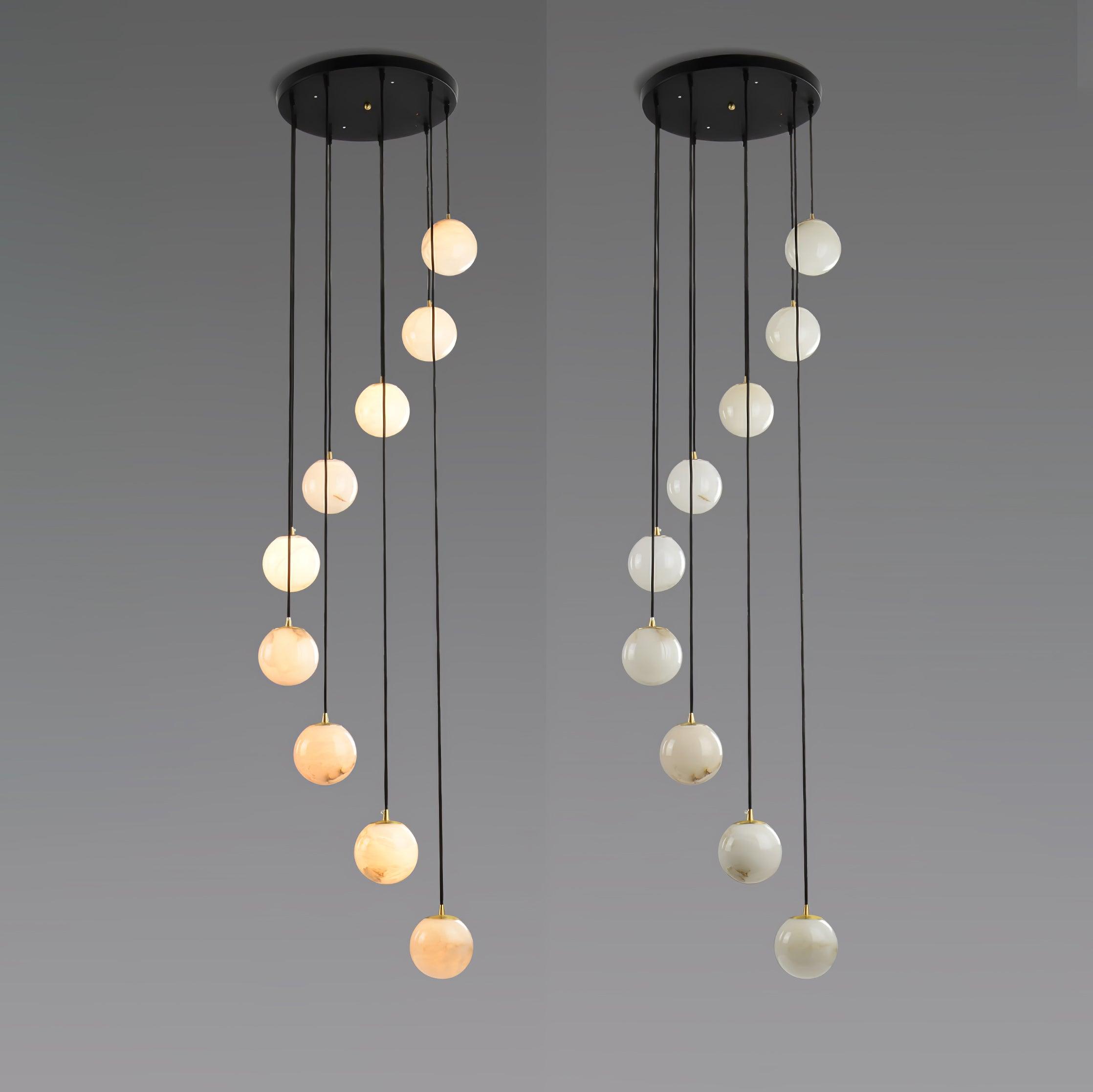 Elegant Alabaster Balls Cluster Chandelier - Modern Crystal Ceiling Light Fixture for Dining Room, Living Room & Bedroom Decor