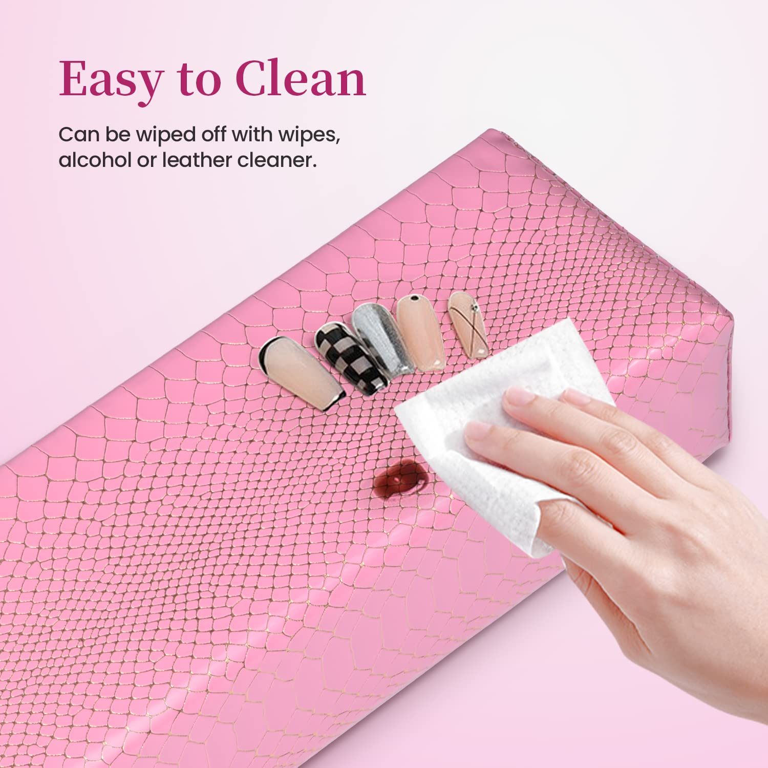 Premium Nail Tech Arm Rest - Soft PU Leather Hand Cushion Holder for Acrylic Nails | Easy to Clean, Waterproof & Durable | Perfect for Salon, Home Manicure & Professional Nail Artists (White)