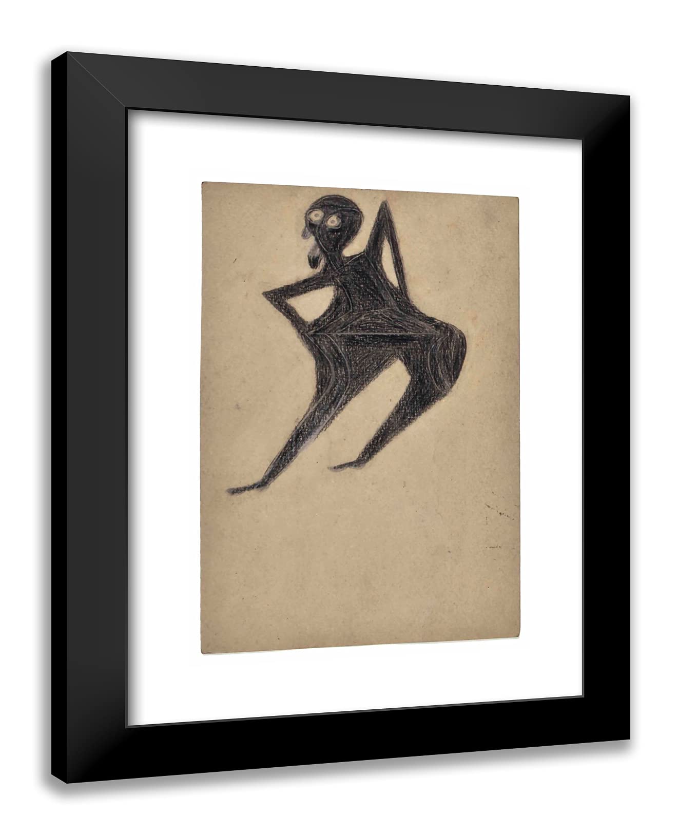 Bill Traylor 19x24 Black Modern Framed Art Print - Old Man Holding Hip - Wall Decor for Living Room, Office & Bedroom