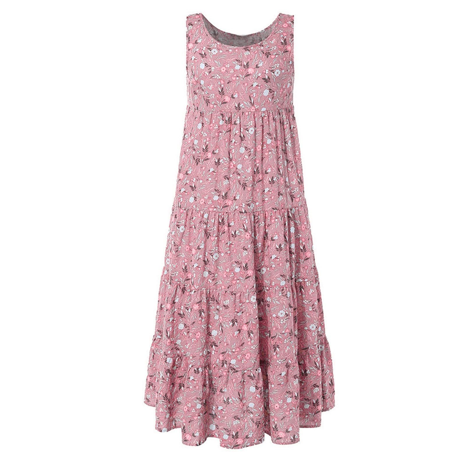 **Women's Plus Size Floral Linen Maxi Dress - Casual Sleeveless Long Dress for Daily Wear, Cocktail Party, Work, Evening Gowns & Holiday Events (UK Size) | Perfect for Summer, Halloween & Christmas**