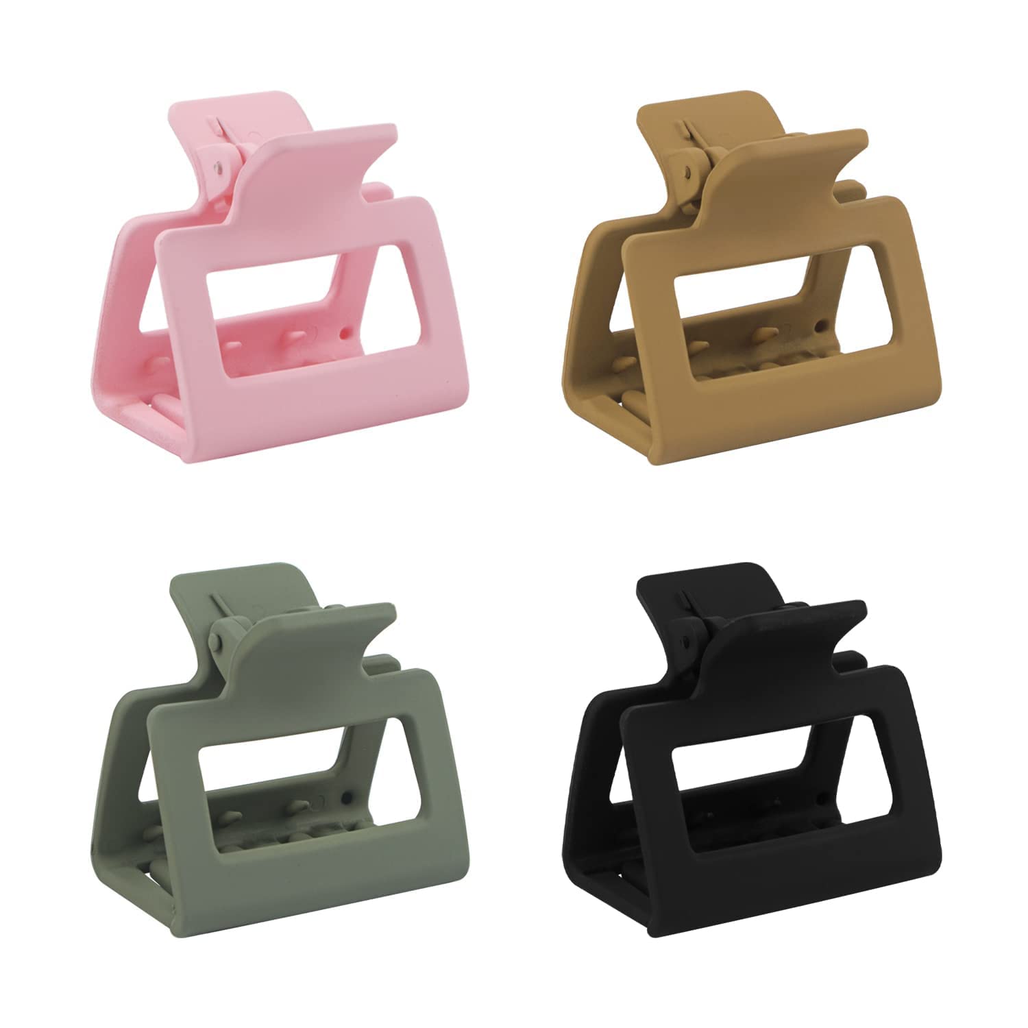 Truvic 4-Piece Matte Square Hair Claw Clips for Thin to Medium Thick Hair - 2 Inch Non-Slip Jaw Clips for Women (Great for Ponytails, Buns & Everyday Hairstyles)