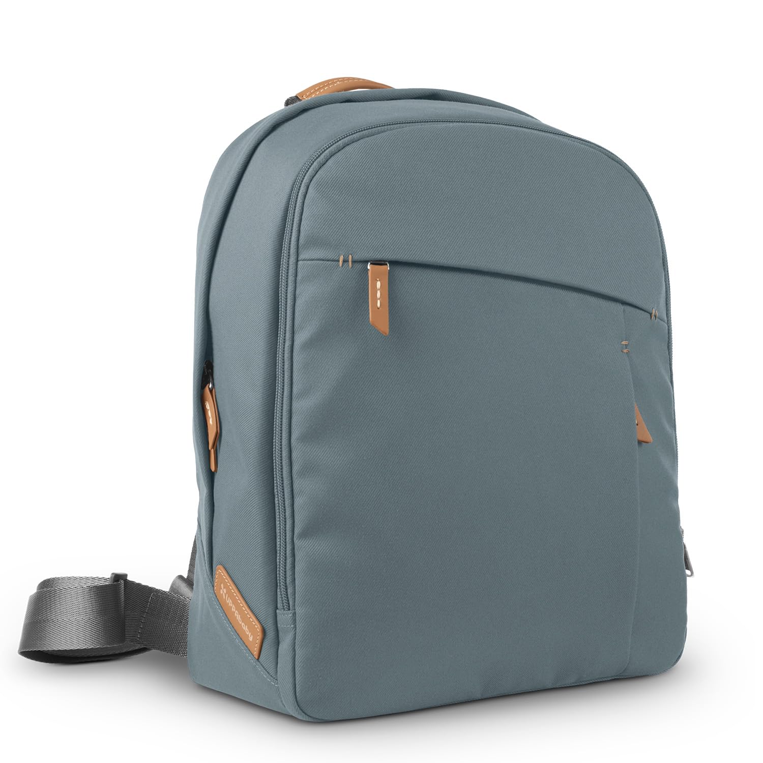 UPPAbaby Diaper Backpack with Multiple Storage Compartments, Stroller Strap Attachment, Insulated Bottle Pocket & Changing Pad - Stone Blue/Sand Leather - Perfect for Baby Essentials Organization & On-the-Go Parents