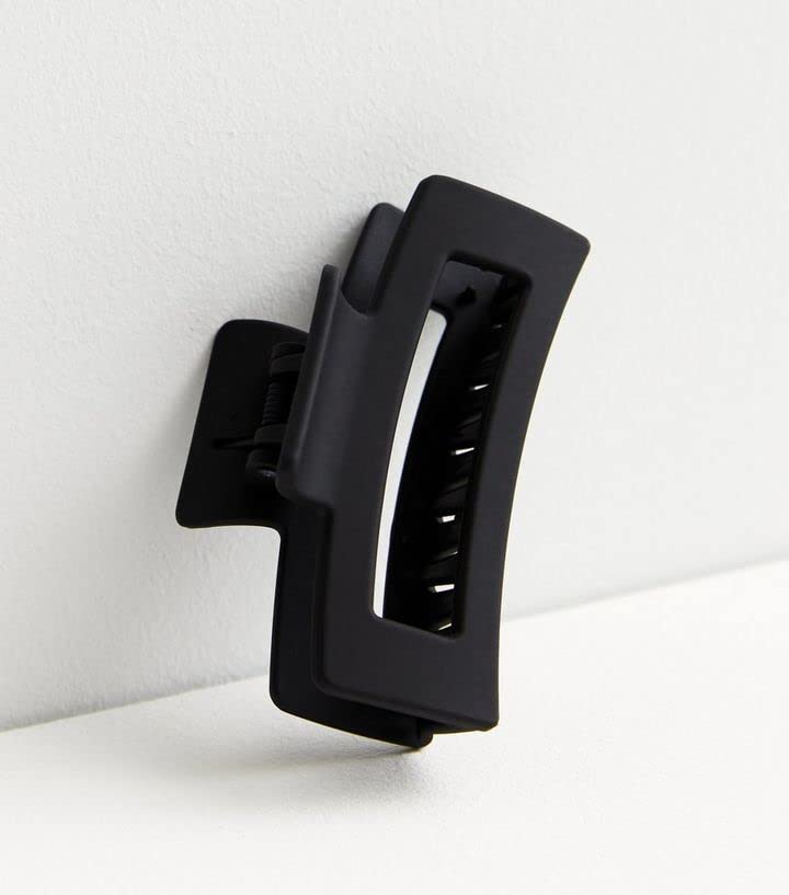 Aliba Collection Strong Hold Rectangle Hair Claw Clips - Matte Black Non-Slip Hair Jaw Clamps for Women & Girls | Perfect for Ponytails, Buns & Everyday Hairstyles