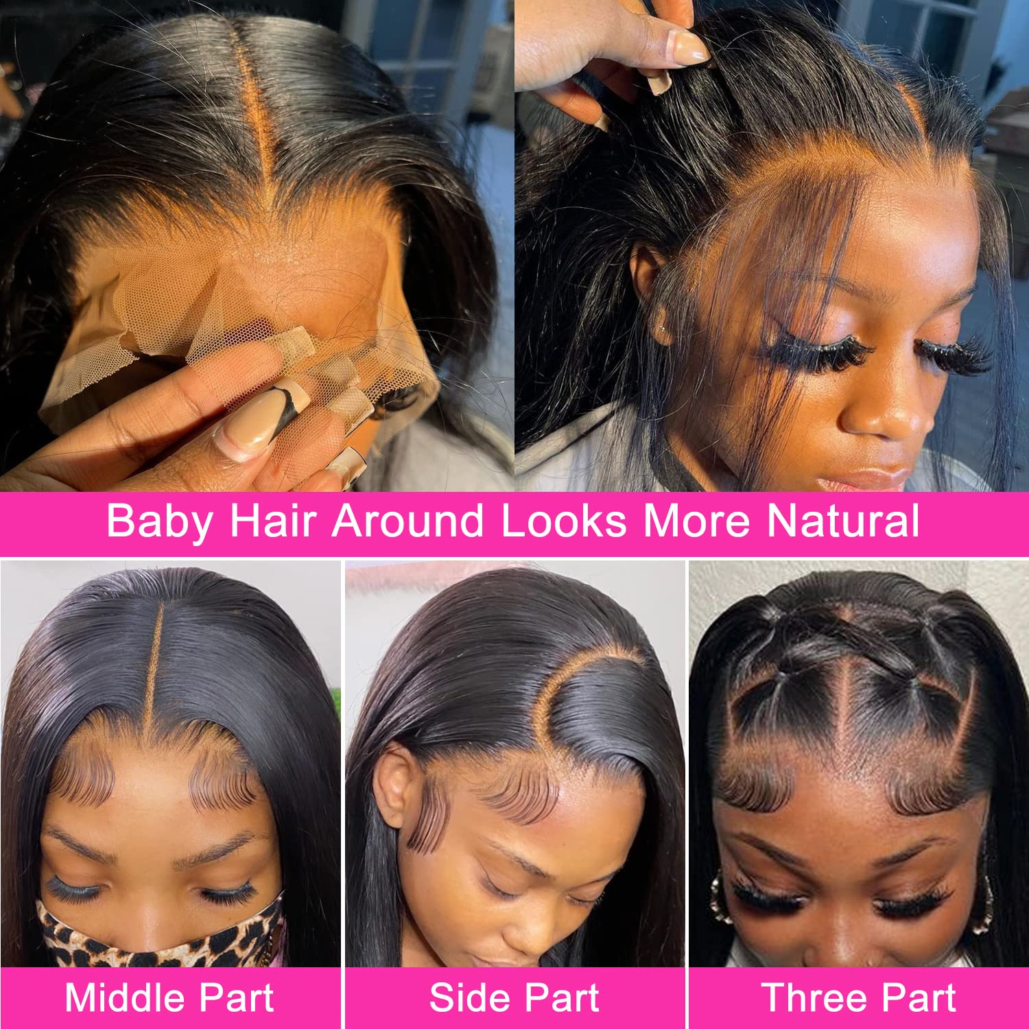 Mengkai 13x6 Straight Lace Front Wig Human Hair - Pre Plucked with Baby Hair, HD Transparent Lace, 180% Density, 30 Inch Glueless Wigs for Women - Perfect for Daily Wear, Cosplay, and Special Occasions