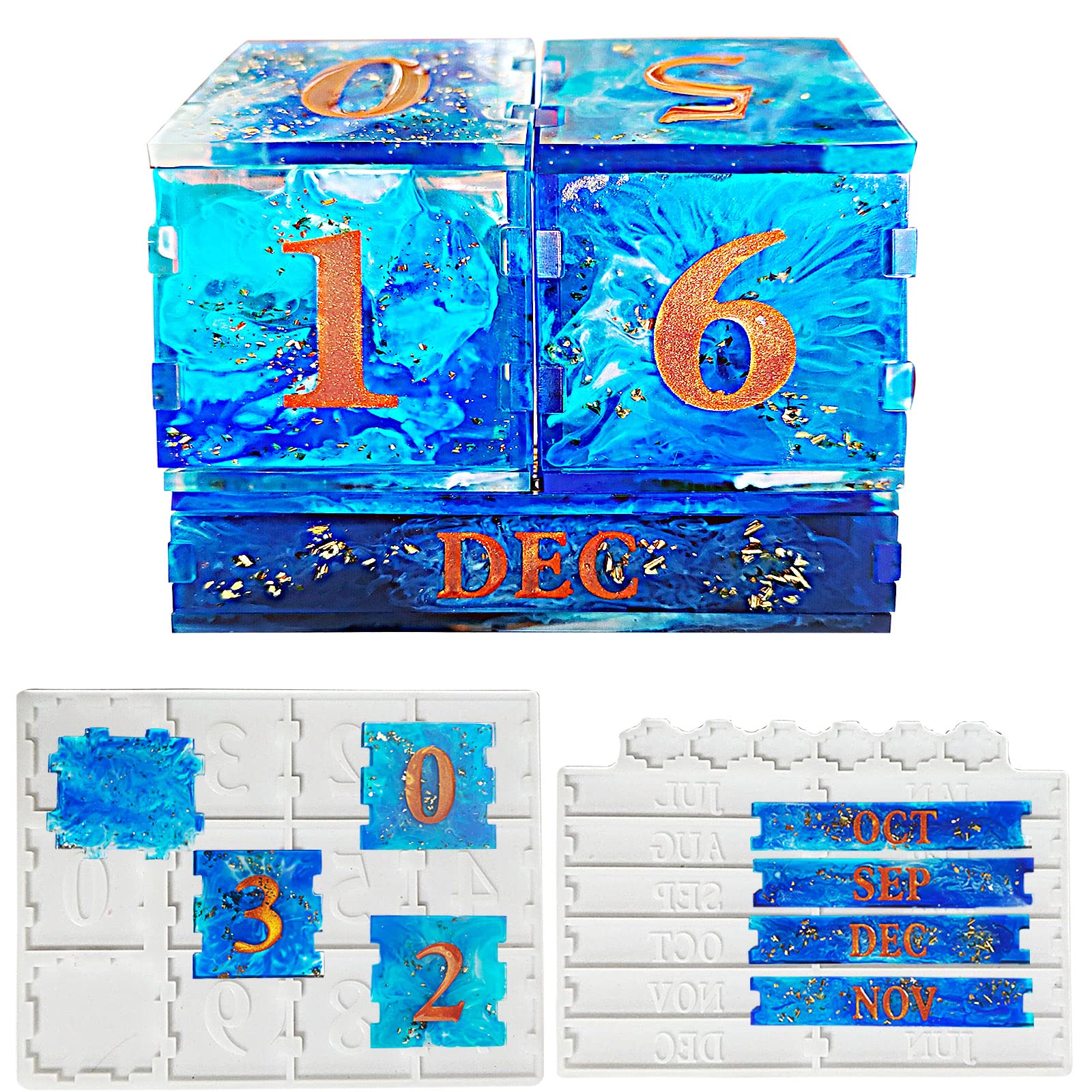 2 Pack DIY Resin Silicone Molds for Perpetual Desk Calendar - Homemade Epoxy Casting Molds for Wall Decor, Teacher Gifts, Farmhouse Office & Birthday Presents - Perfect for Crafting, Home Decor & Unique Gifts