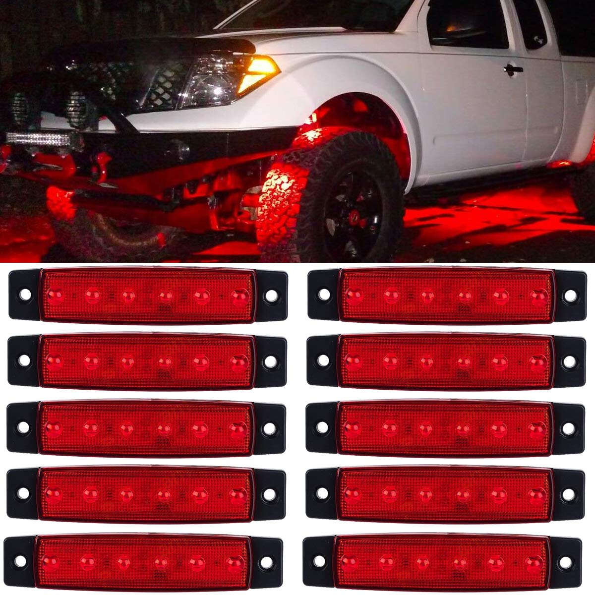 20 Pack 3.8 Inch Green & Red LED Clearance Lights for Trucks, Trailers, RVs, Vans - Waterproof Side Marker Indicators with Brake Light Function - Perfect for Road Safety, Marine Navigation, and Decorative Lighting