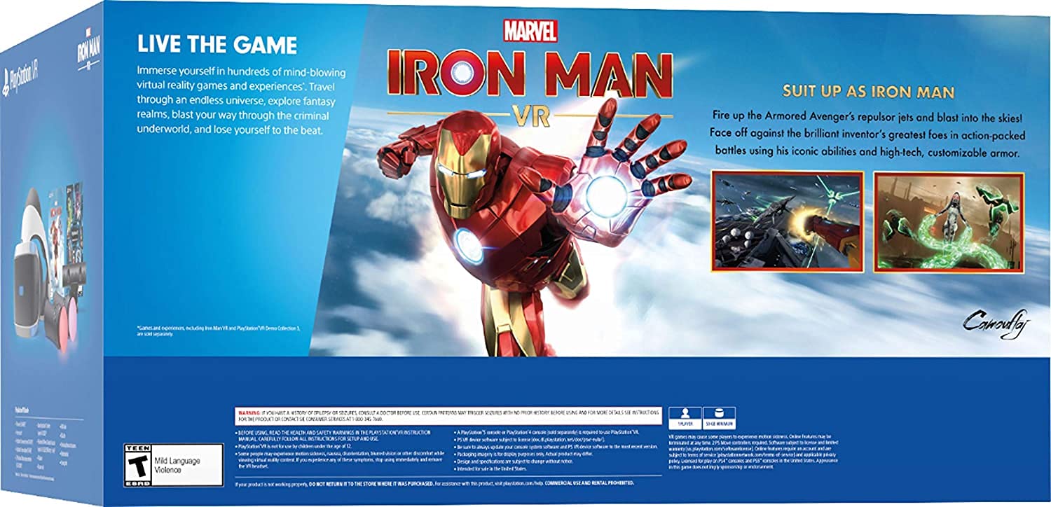 PlayStation VR Marvel's Iron Man VR Bundle - Compatible with PS4 & PS5 - VR Headset, Camera, Move Motion Controllers (Renewed) - Immersive Superhero Gaming Experience for Action & Adventure Fans