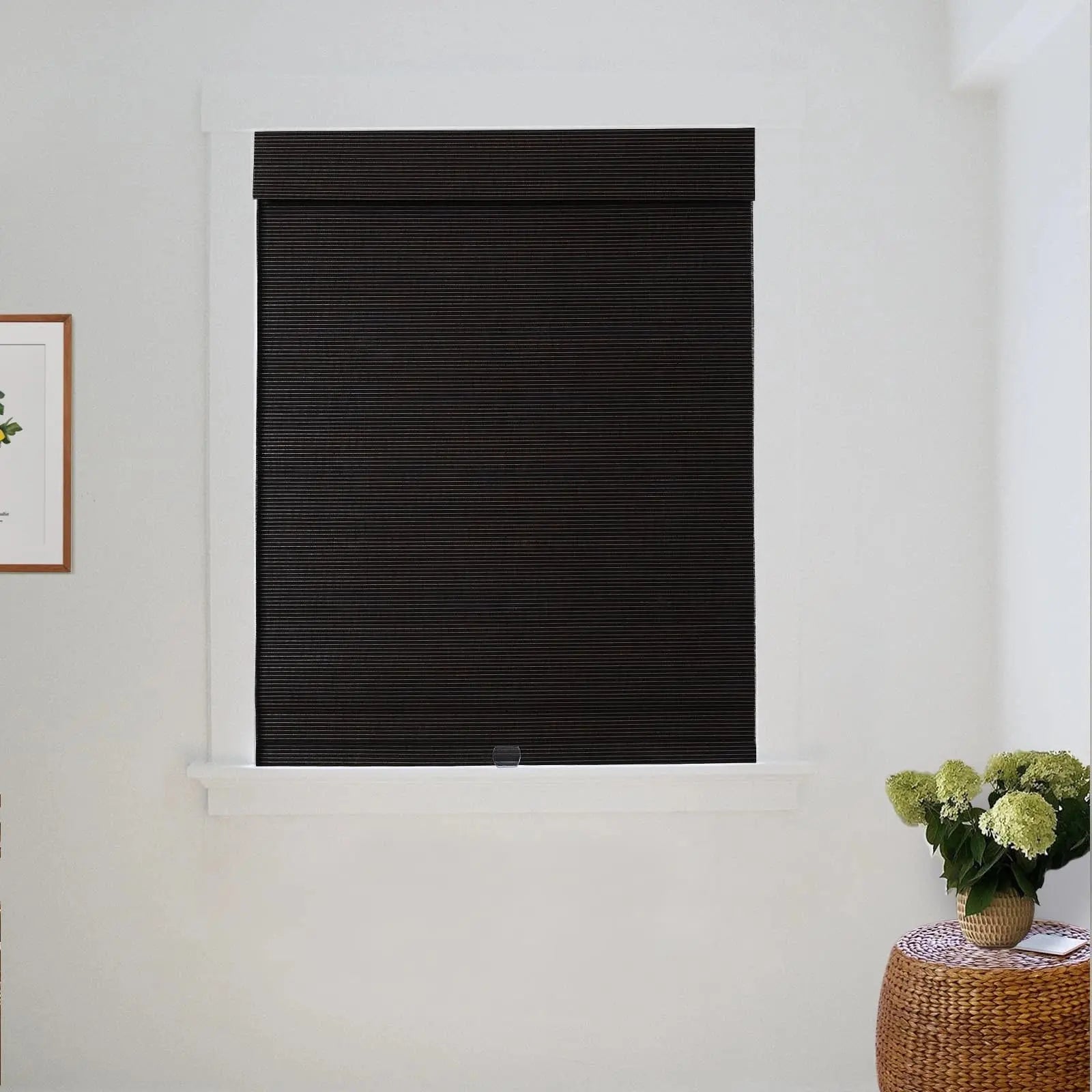Natural Flax Bamboo Woven Window Shade - Chocolate Brown | Eco-Friendly Roman Shades for Living Room, Bedroom & Office Decor