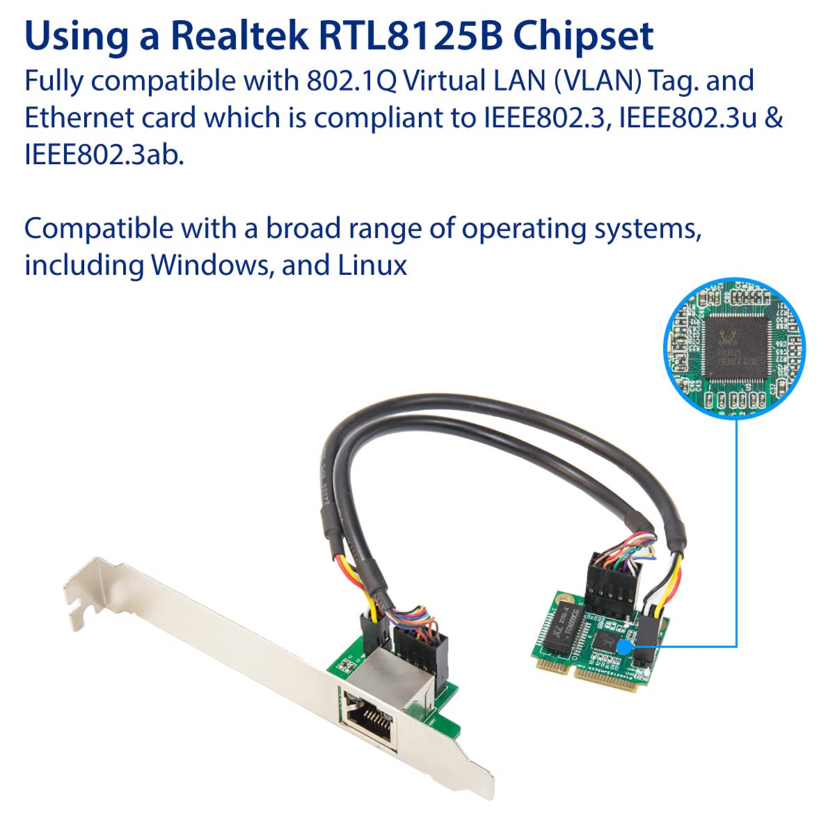 IO CREST 2.5G Ethernet PCI-E Card - 2500Mbps RJ45 LAN Adapter for Desktop PC - Gaming & Streaming
