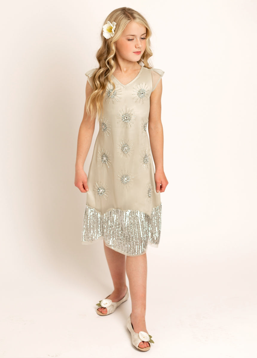 Elegant Silver Ginger Dress for Women - Perfect for Evening Parties, Weddings & Special Occasions