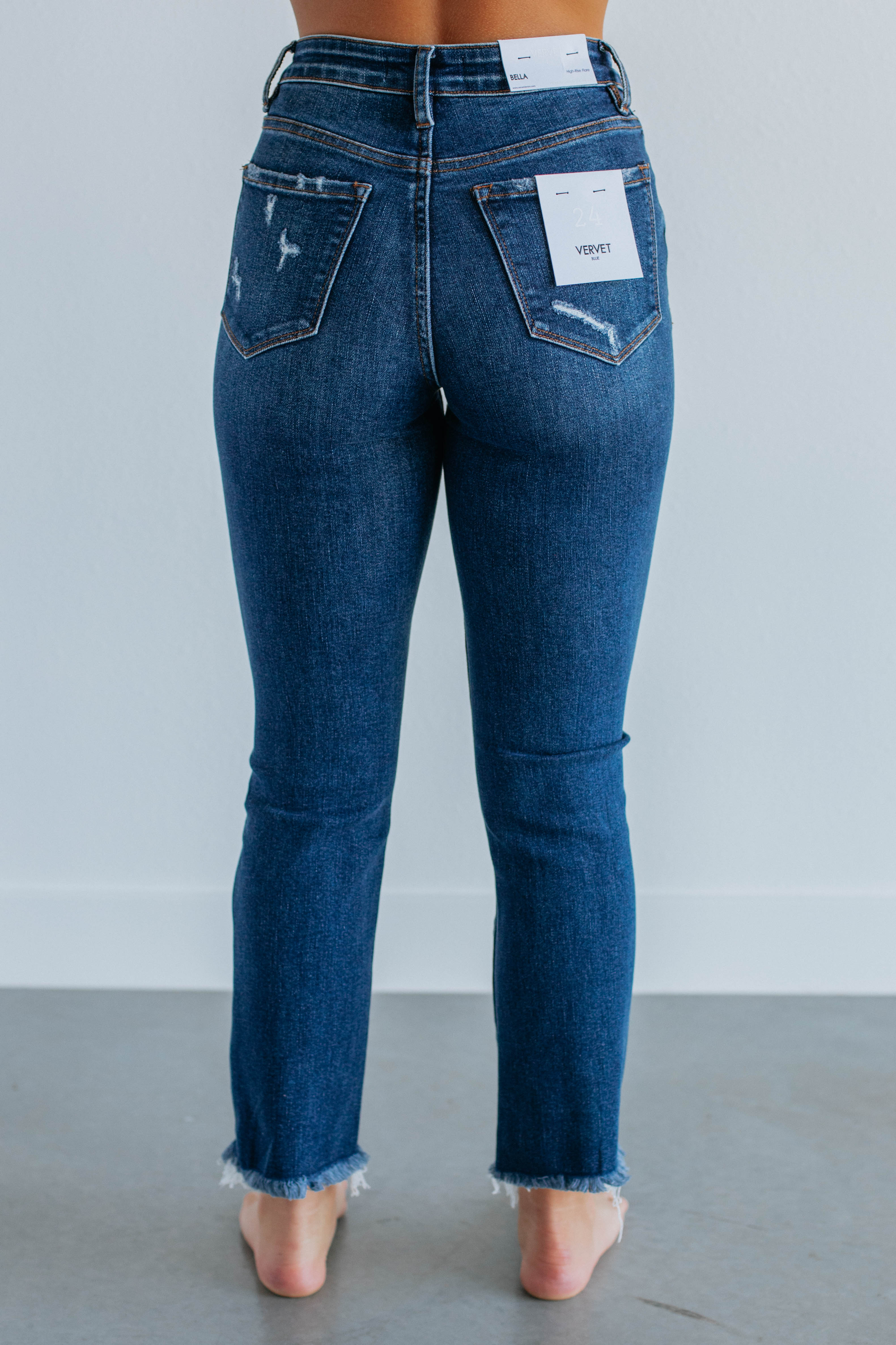 Bella Vervet Women's Dark Wash High Waist Skinny Jeans - Comfortable Stretch Denim Pants for Casual Wear & Night Out