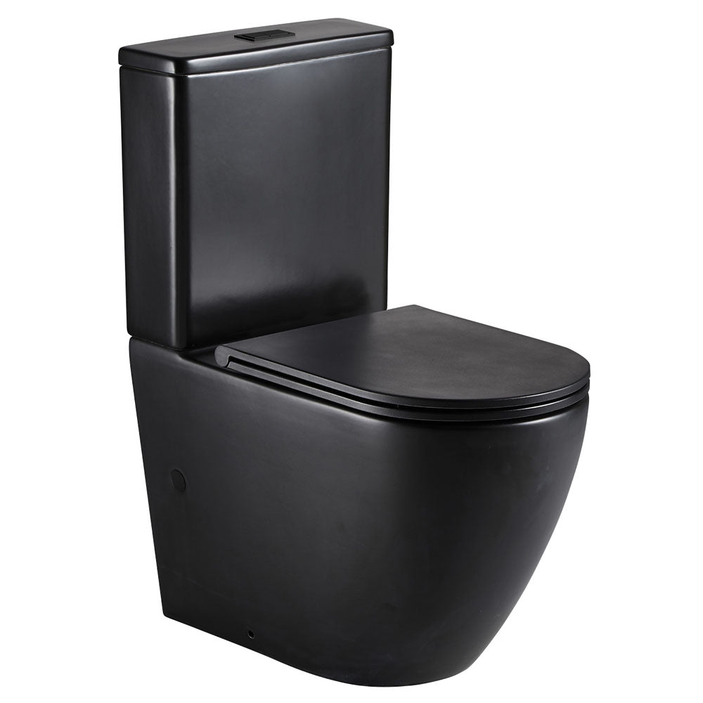 Fienza Koko Slim Seat Back to Wall Suite in Matte Black - Space-Saving Modern Bathroom Vanity for Small Bathrooms