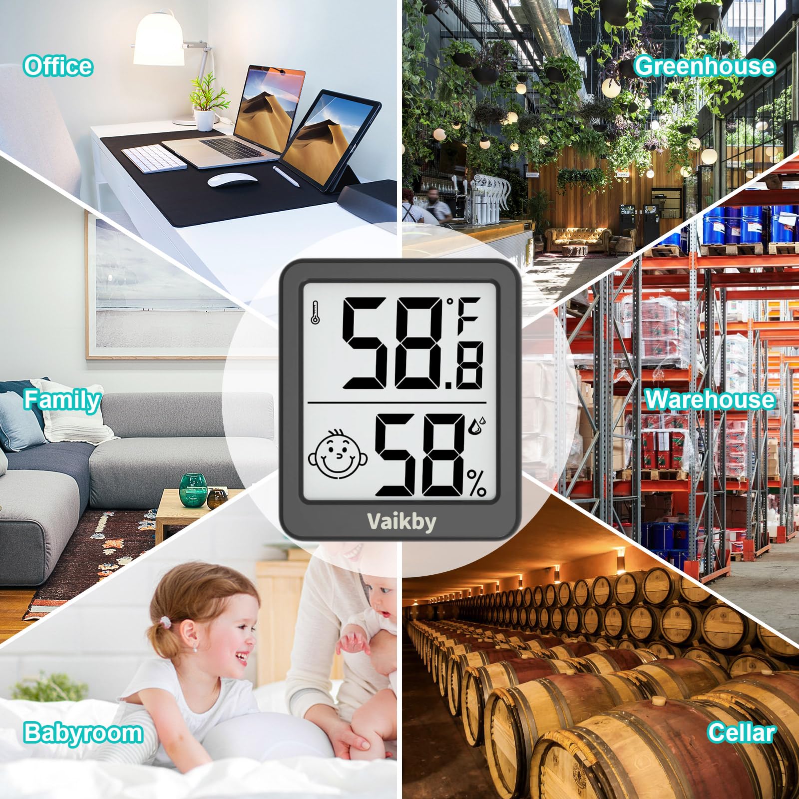 3-Pack Digital Indoor Humidity Meter & Room Thermometer - Accurate Hygrometer with Temperature Sensor for Home, Nursery, Office | Monitor Comfort Levels for Baby Care, Plant Growth & Climate Control