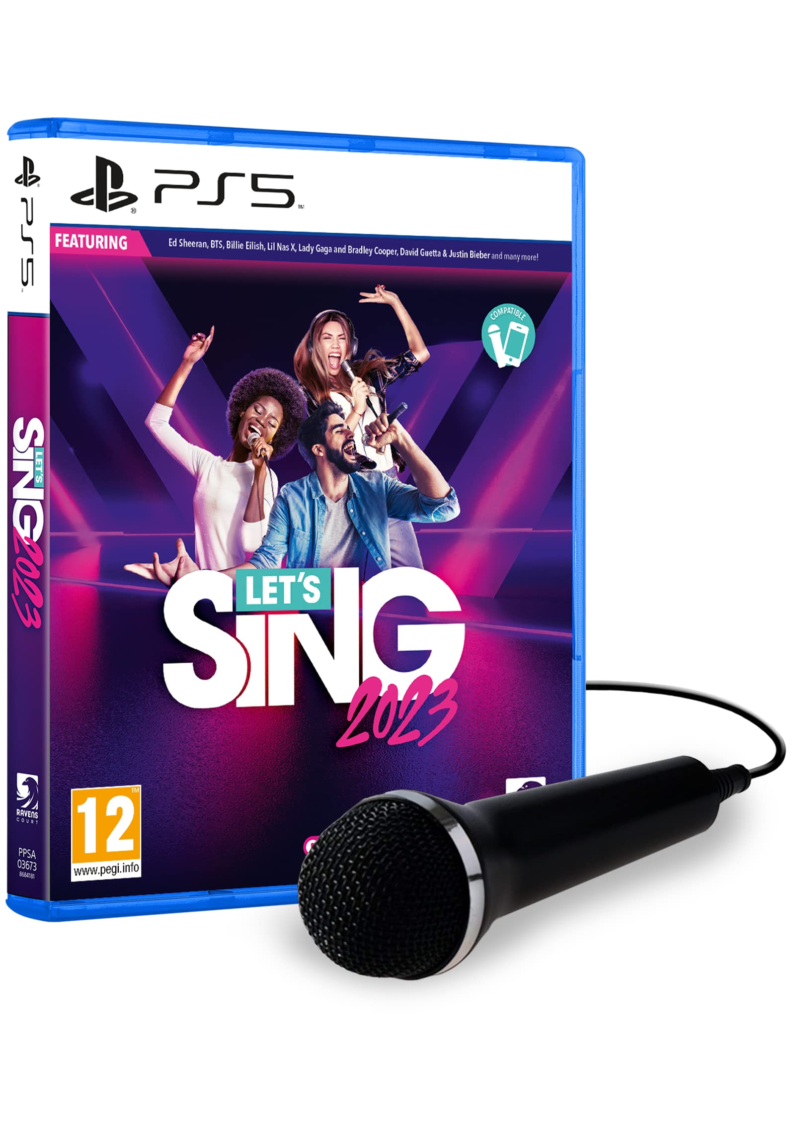 Ravenscourt Let's Sing 2023 Video Game for PS5 with Microphone - Perfect for Family Karaoke Nights & Party Entertainment