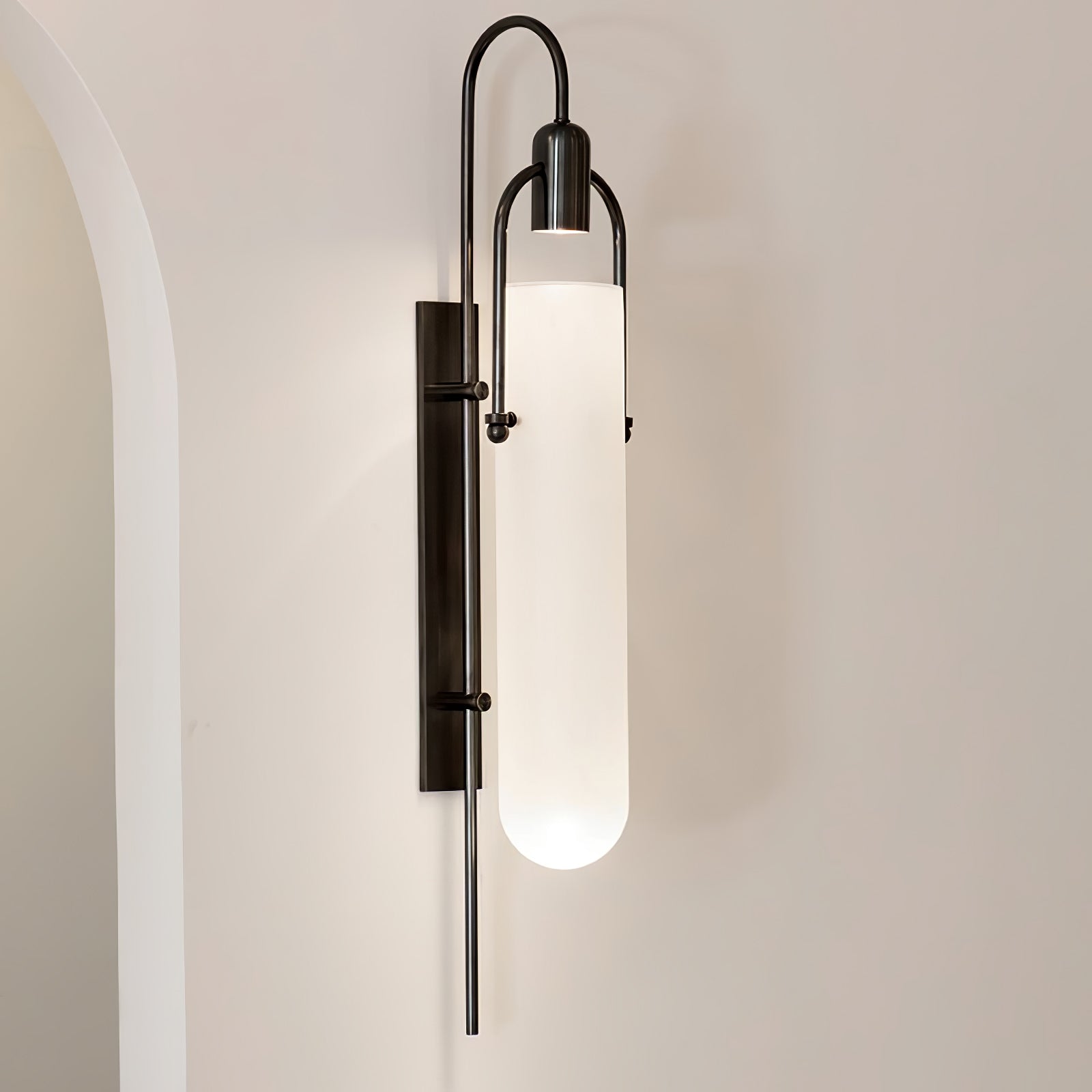 Modern Arc Wall Lamp - Adjustable Swing Arm Sconce for Bedroom, Living Room & Office - Sleek LED Reading Light with Dimmable Brightness - Perfect for Nighttime Reading & Ambient Lighting