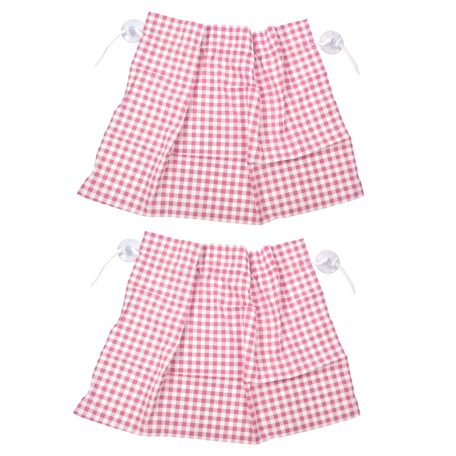 Entatial Side Car Window Shade - Portable Grid Pattern Curtain, Removable 2pcs for Van & Car (Pink Plaid) - Perfect for Road Trips & Sun Protection