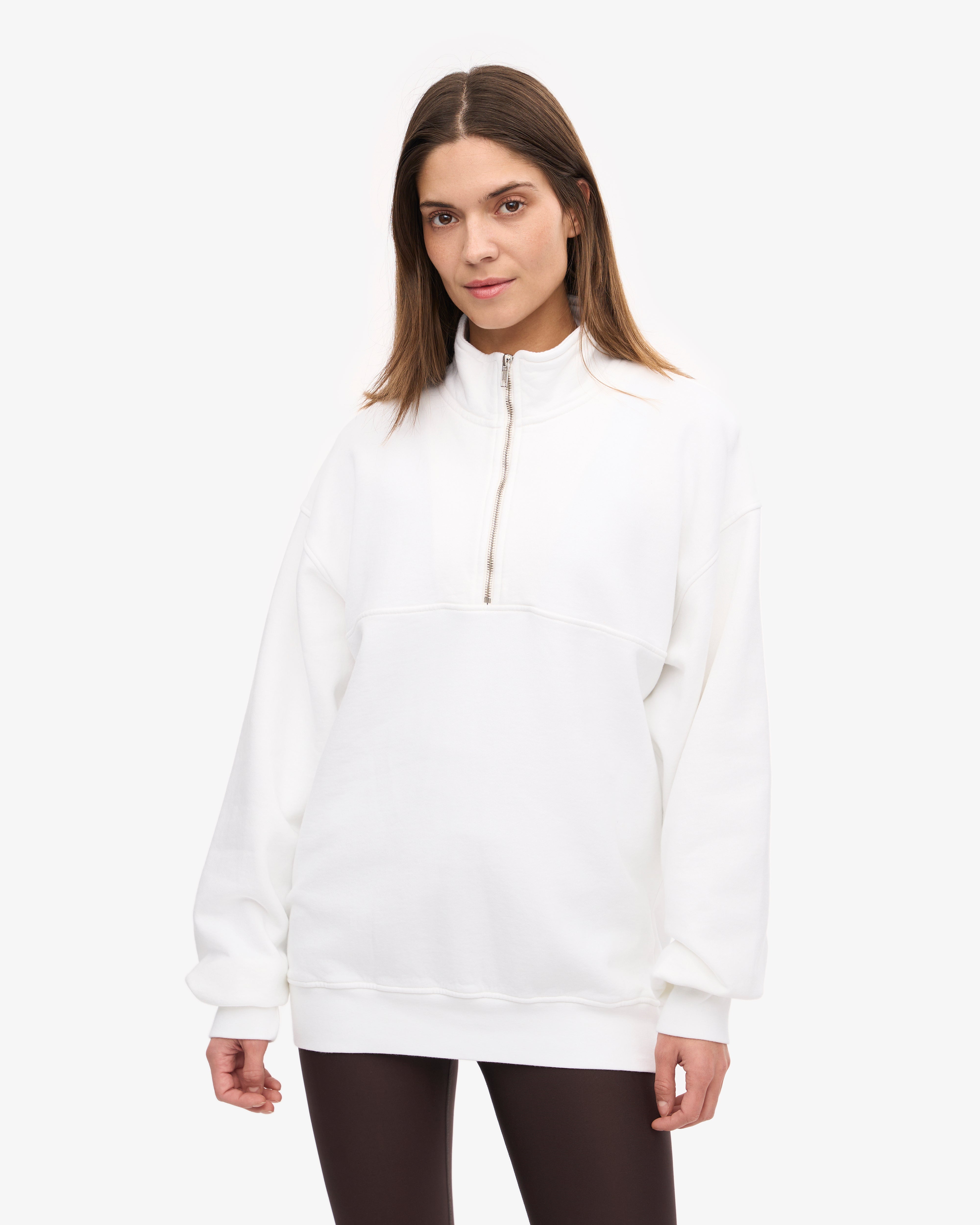 Organic Quarter Zip Sweatshirt for Men & Women | Soft & Comfortable Pullover | Optical White | Perfect for Casual Wear, Outdoor Activities & Layering