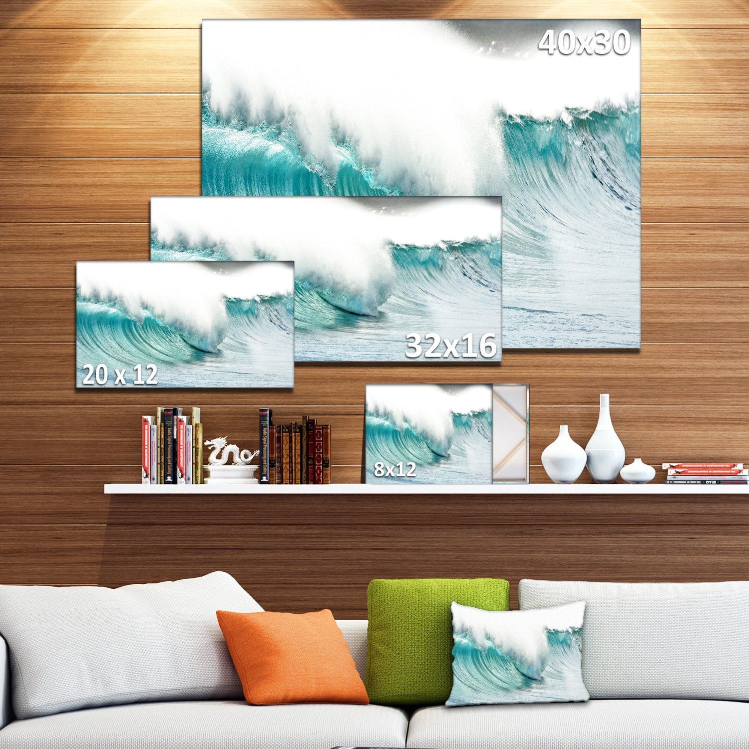 Stunning Blue Ocean Waves Beach Canvas Wall Art Print - Coastal Home Decor for Living Room, Bedroom & Office