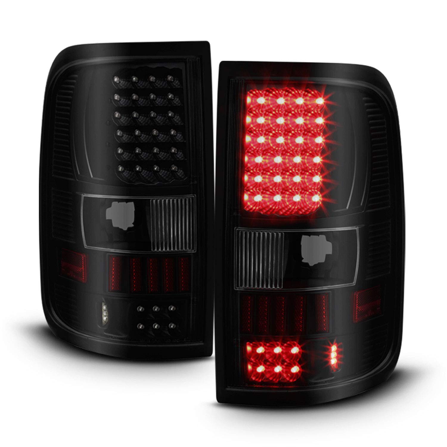 AKKON Premium Smoke Lens LED Tail Lights for 2004-2008 Ford F-150 Pickup Truck - Black Housing with 3rd Brake Light | Enhanced Visibility & Style for Night Driving & Custom Builds