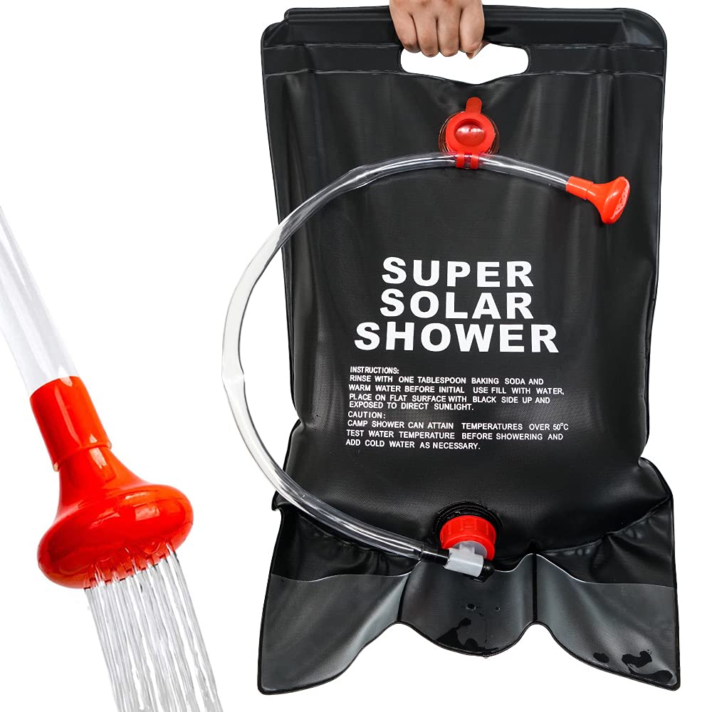 ALLWIN 5 Gallon/20L Solar Shower Bag - Portable Camping Shower with Removable Hose & Shower Head - Solar Heating for Outdoor Activities, Hiking, Beach Trips, Fishing & Hunting - Perfect for Camping, RV Travel & Emergency Preparedness