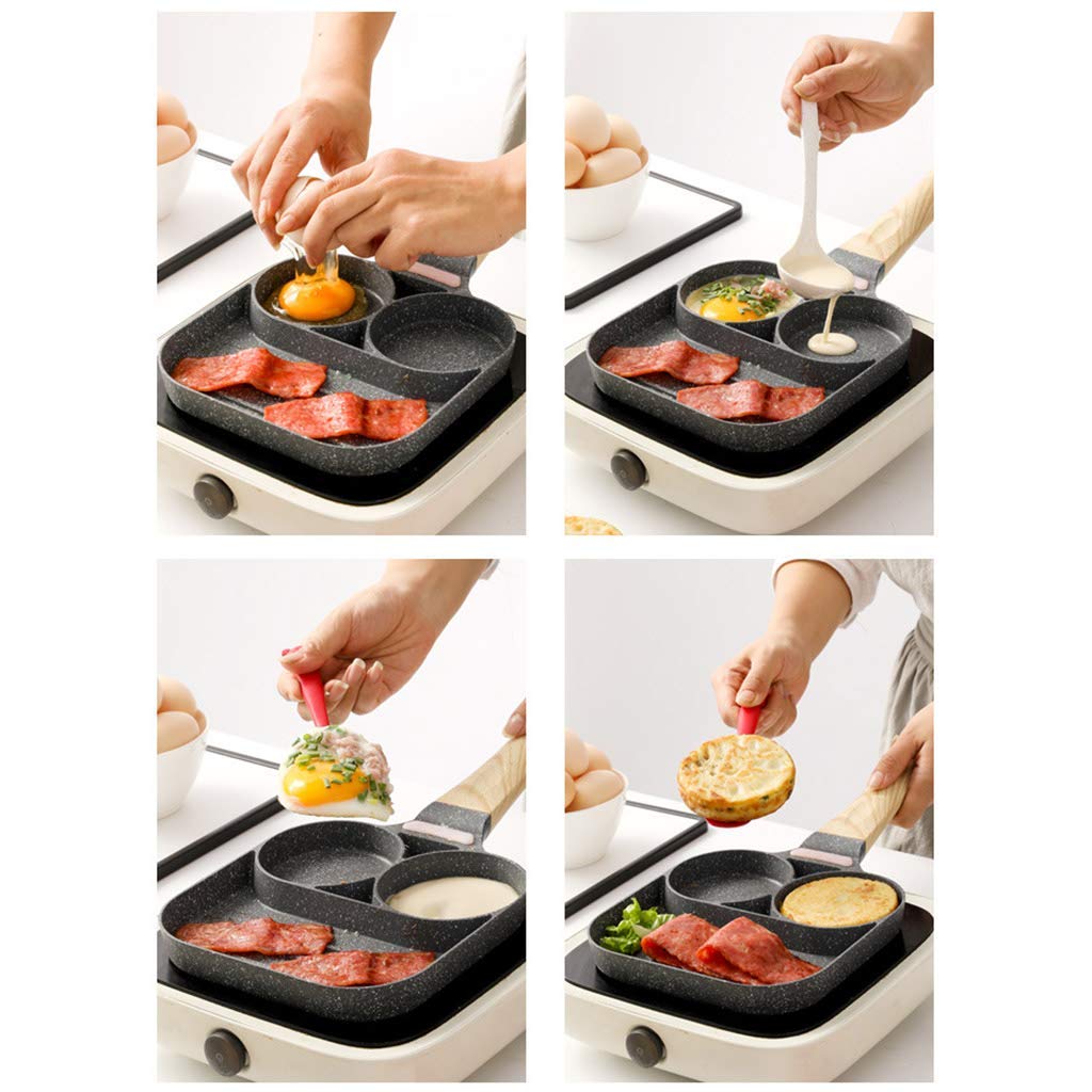 3-Hole Nonstick Omelet Frying Pan for Burgers, Eggs & Ham - Aluminum Alloy Breakfast Maker - Perfect for Cooking Omelets, Pancakes & Fried Eggs - Ideal for Home Kitchen, Camping & Quick Breakfasts